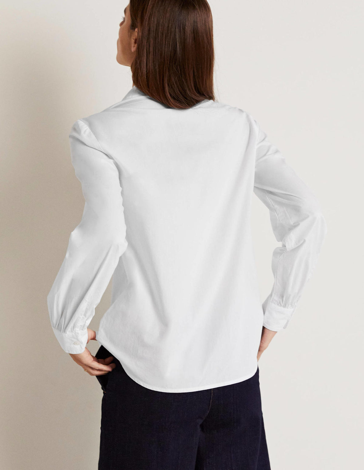 Ruffle Trim Collar Shirt-White - Image 3