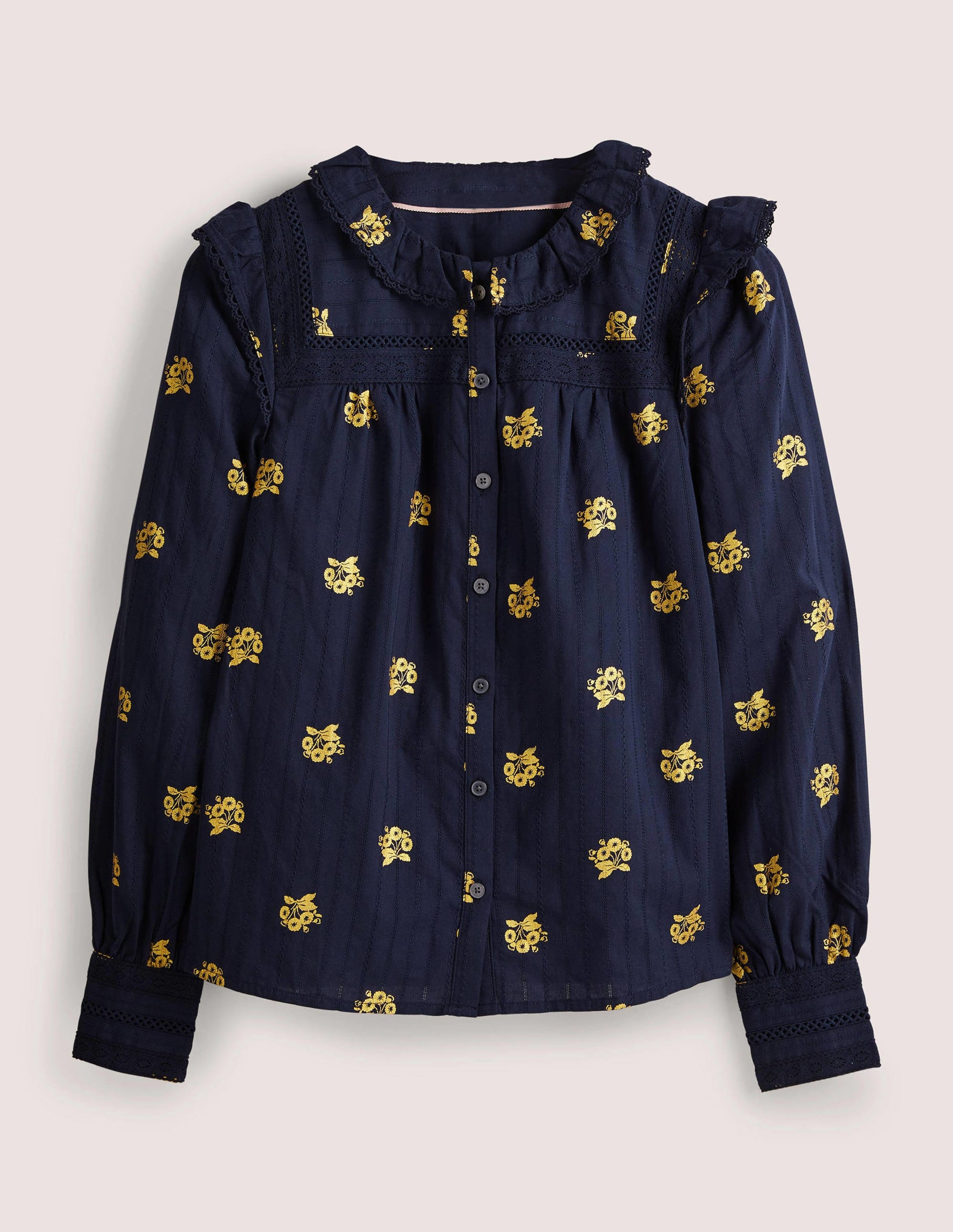 Crochet Trim Blouse-Navy, Wild Pansy-5
