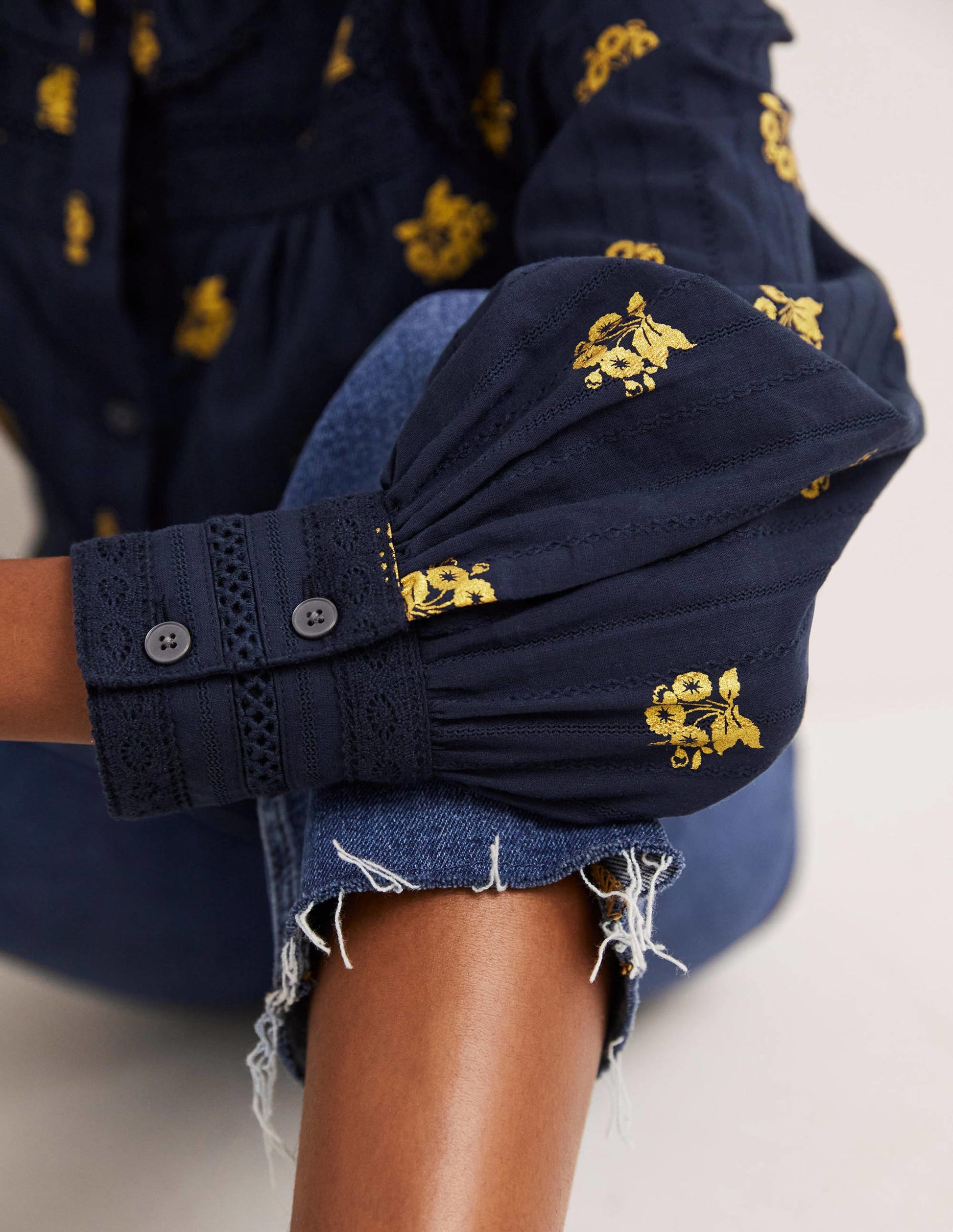 Crochet Trim Blouse-Navy, Wild Pansy-2