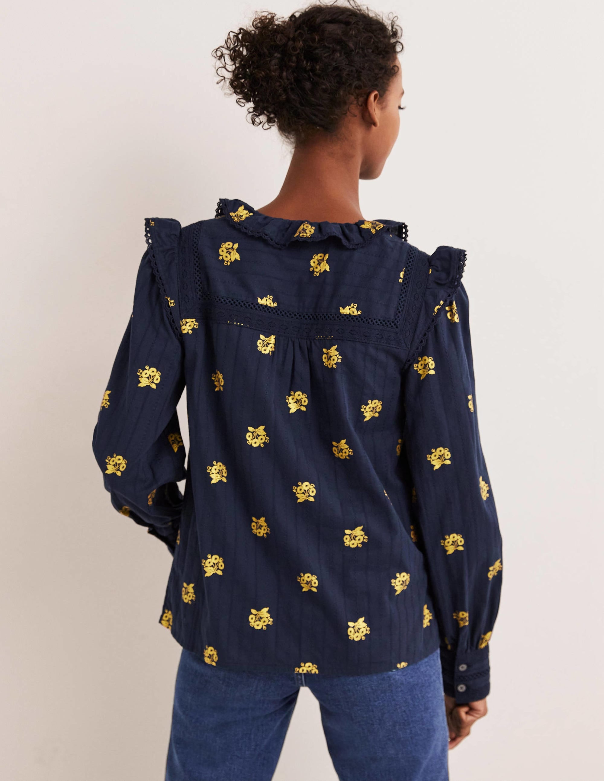 Crochet Trim Blouse-Navy, Wild Pansy - Image 3
