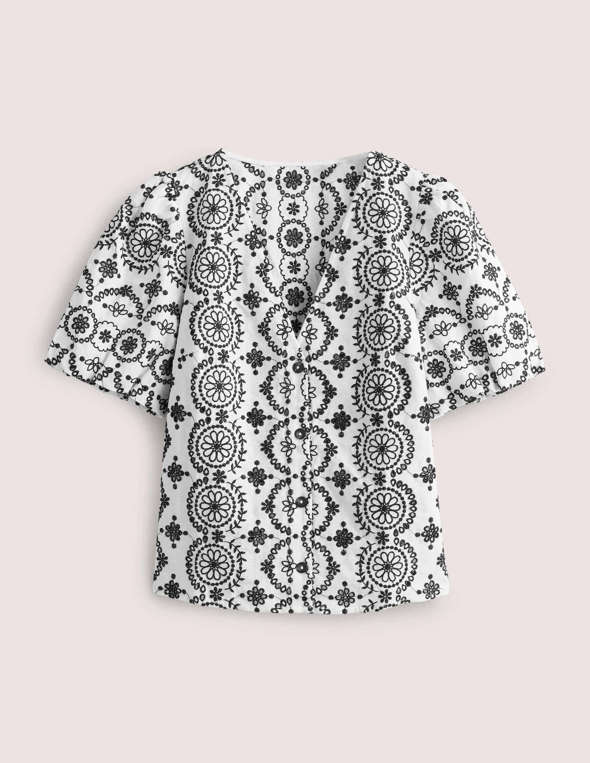 Puff Sleeve Button Blouse-White - Image 7