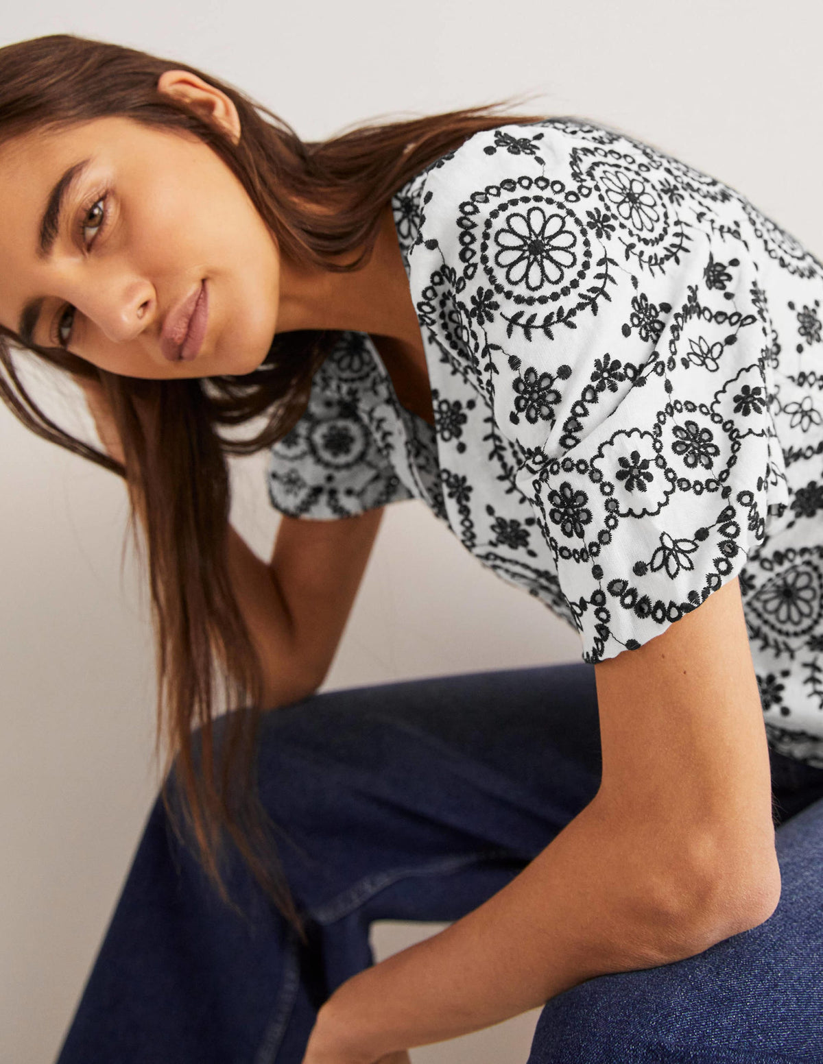 Puff Sleeve Button Blouse-White - Image 5