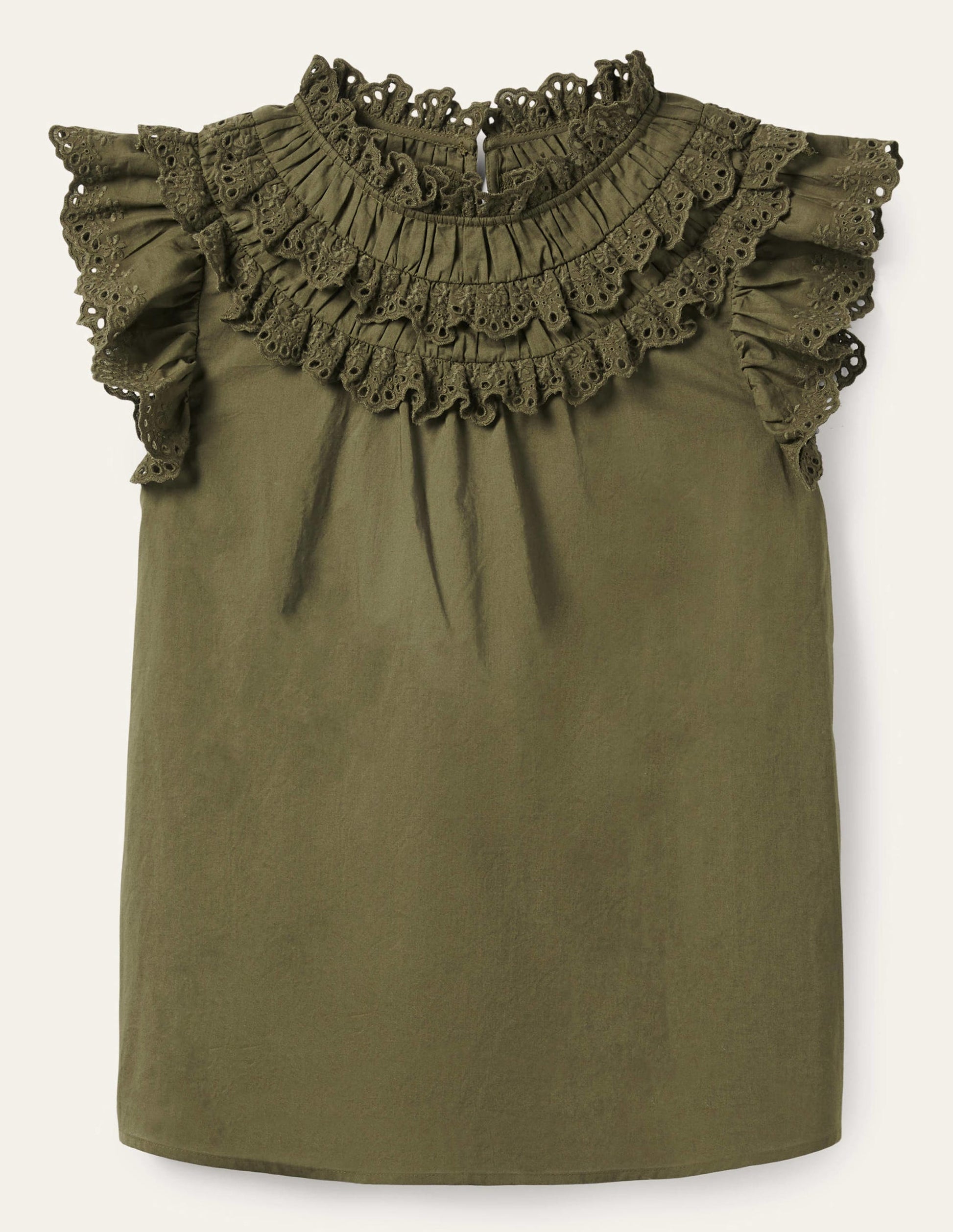 Sleeveless Broderie Top-Basil Green-9