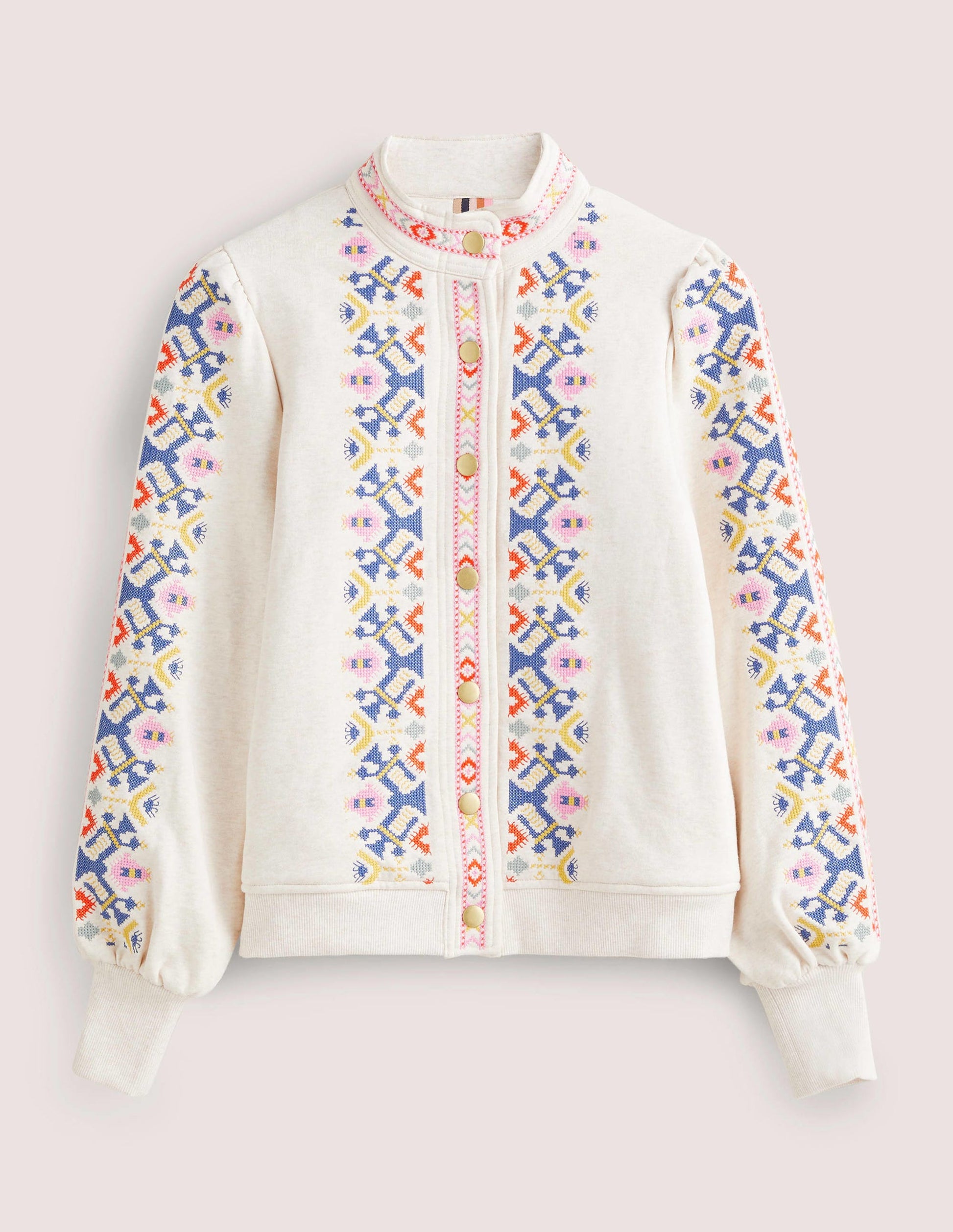 Embroidered Jersey Jacket-Oatmeal Marl, Embroidered-6