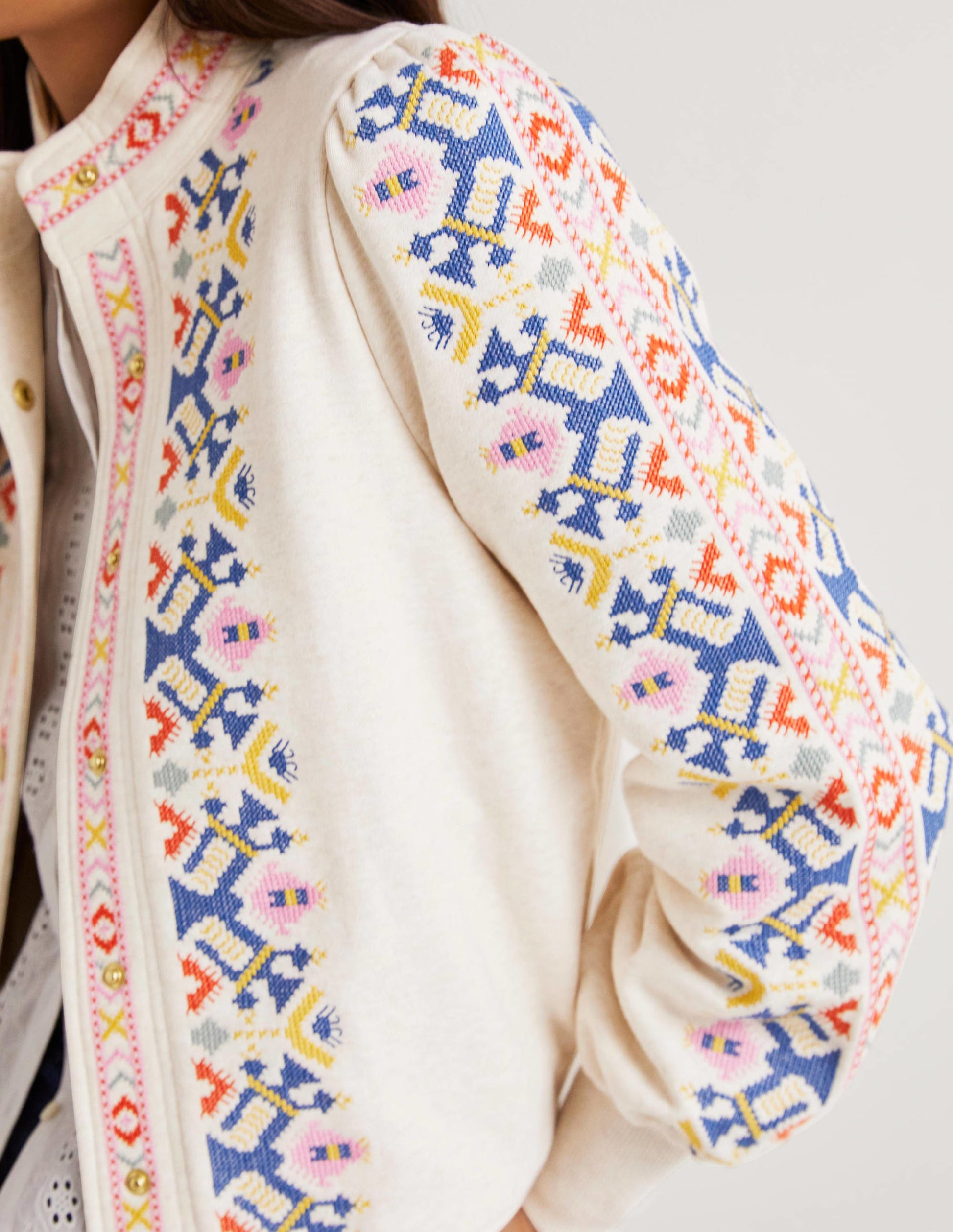 Embroidered Jersey Jacket-Oatmeal Marl, Embroidered-2