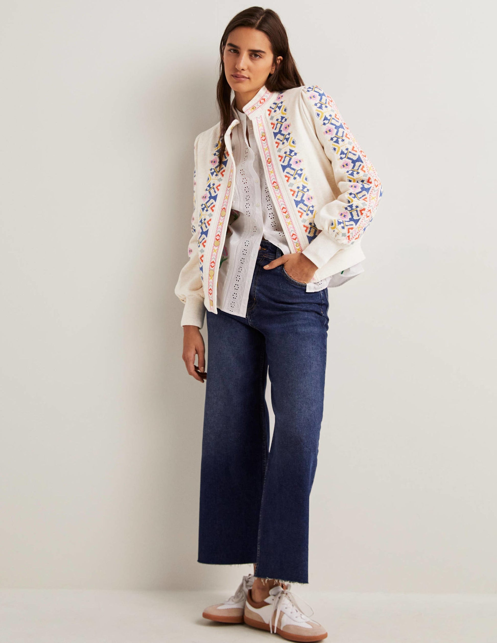 Embroidered Jersey Jacket-Oatmeal Marl, Embroidered-4