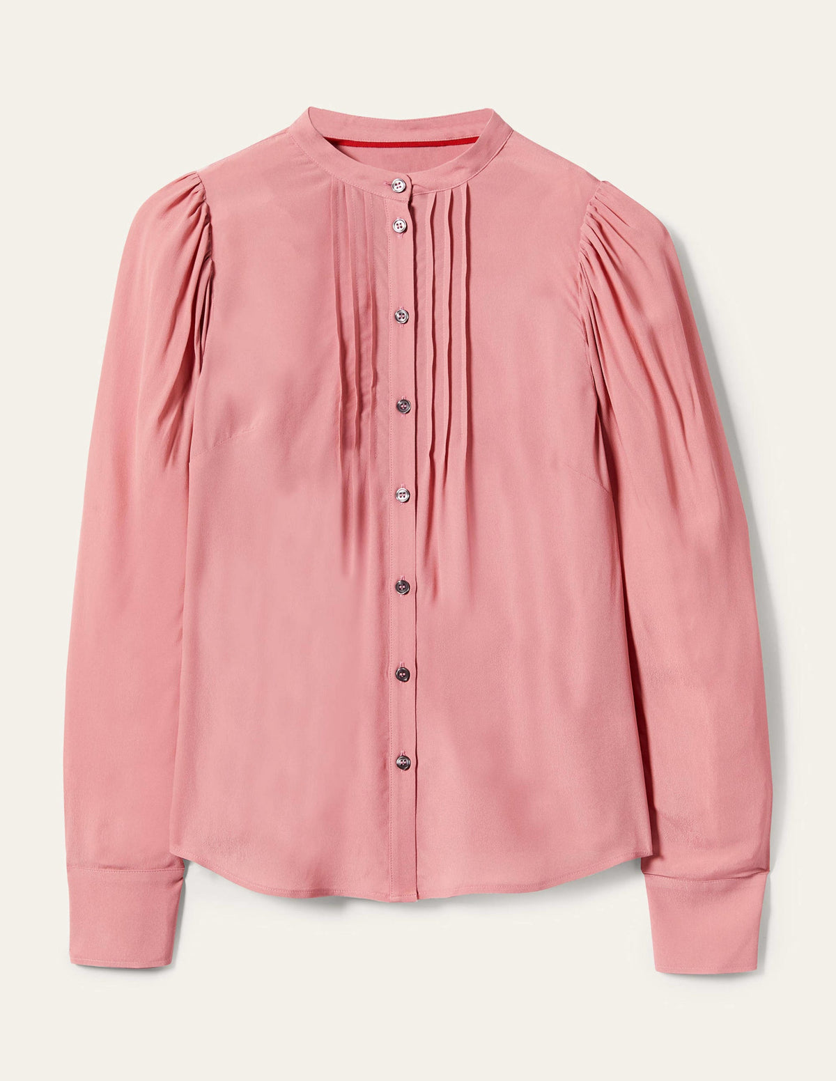Pleated Button Through Blouse-Almond Pink - Image 9