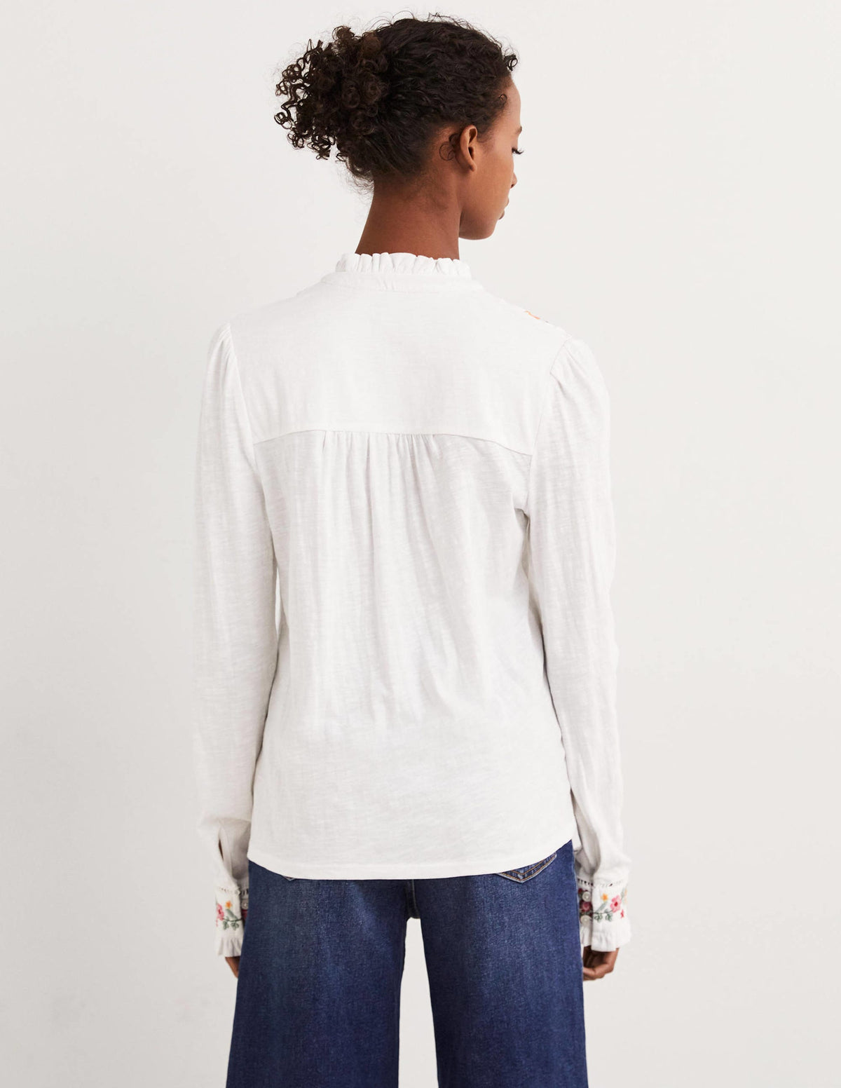 Embroidered Jersey Shirt-White - Image 3