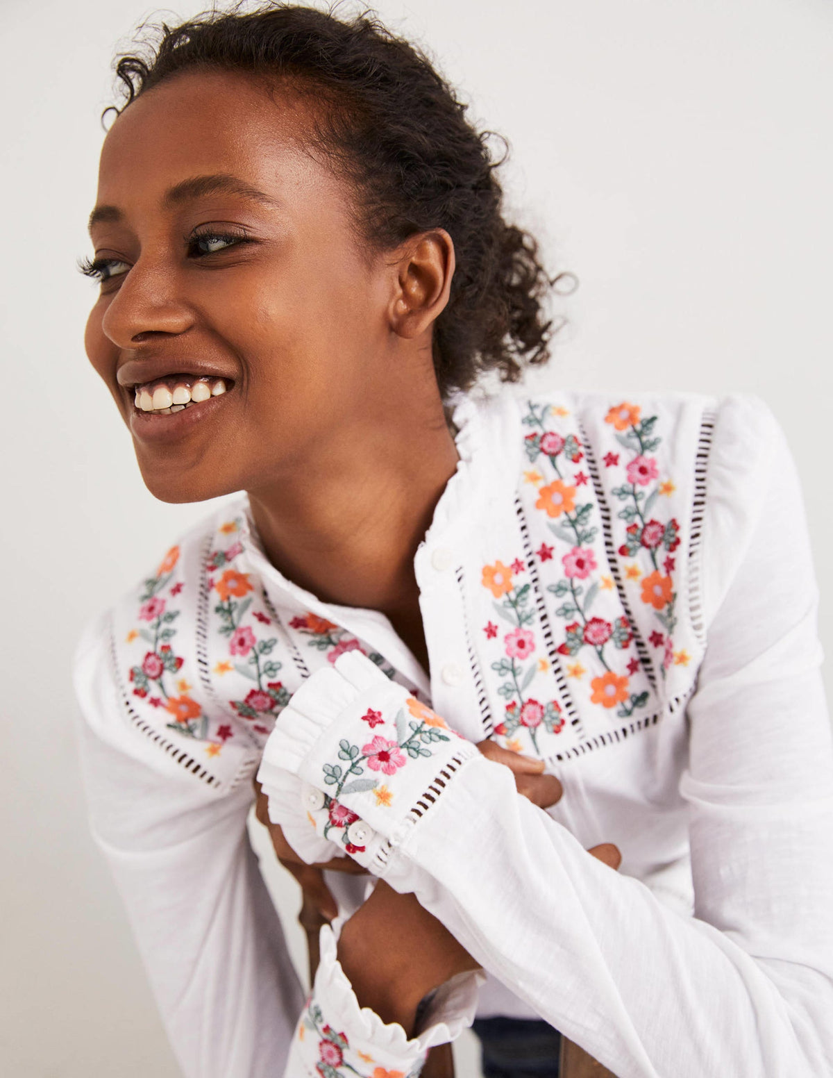 Embroidered Jersey Shirt-White - Image 5