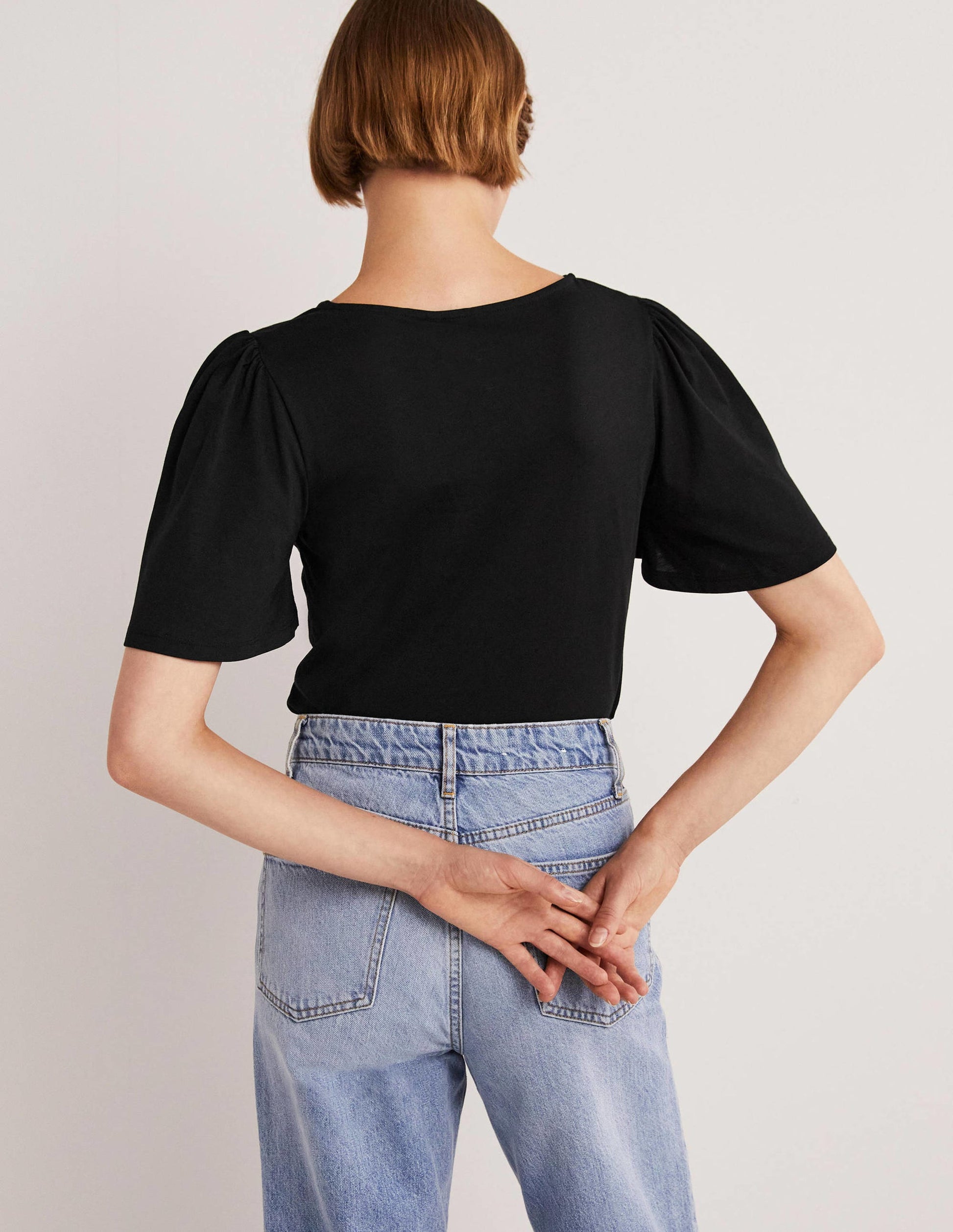 Supersoft Flutter Sleeve Top-Black-3