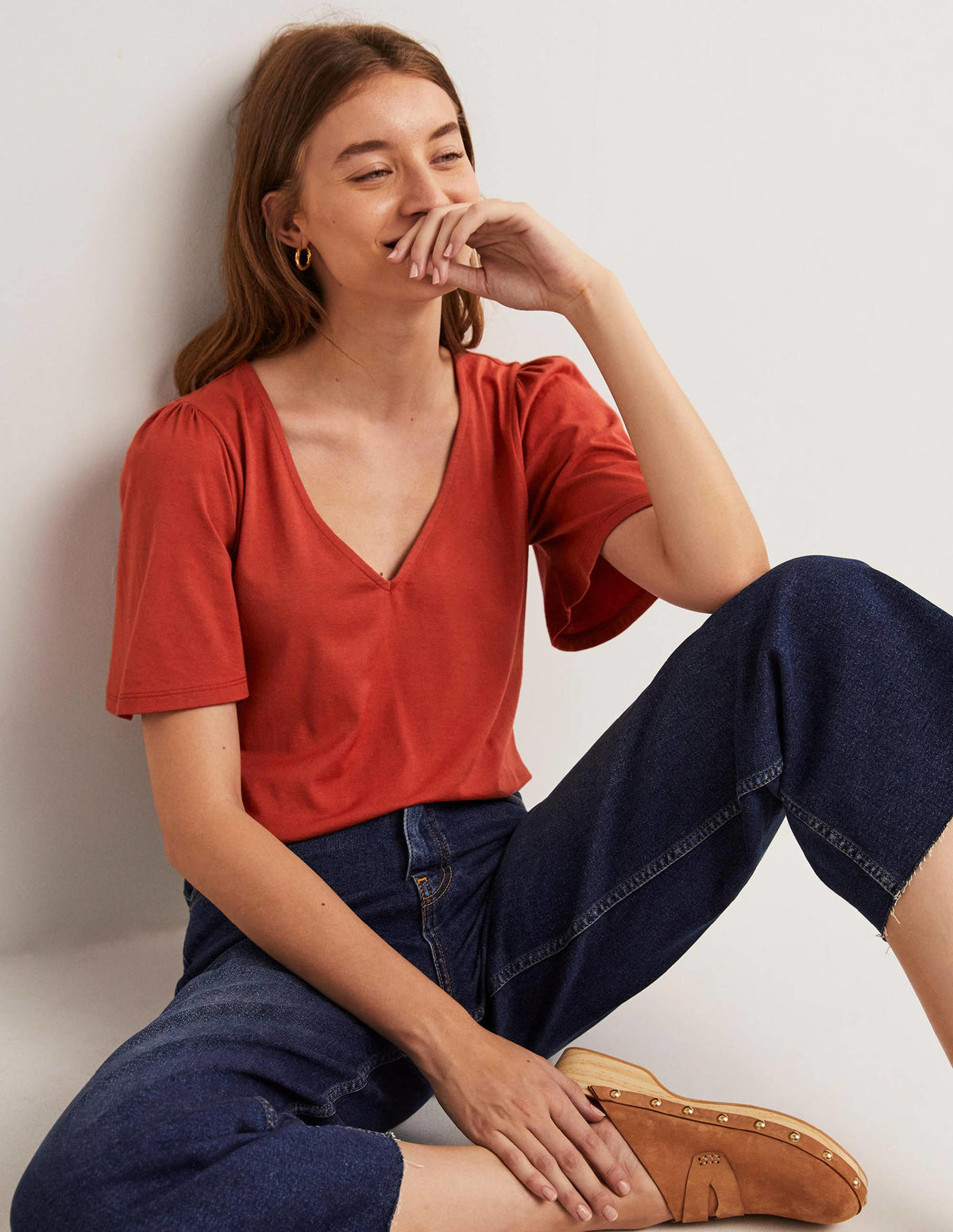 Supersoft Flutter Sleeve Top-Chilli Oil Red - Image 4
