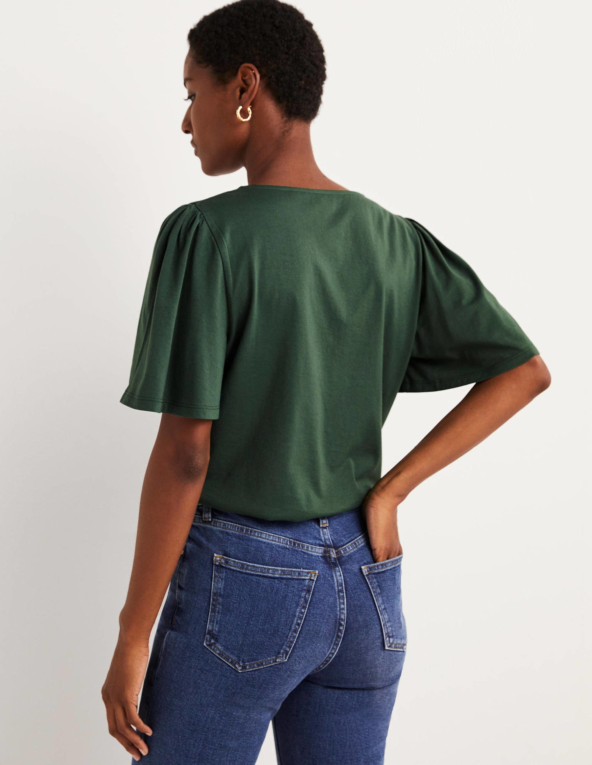 Supersoft Flutter Sleeve Top-Trekking Green-3