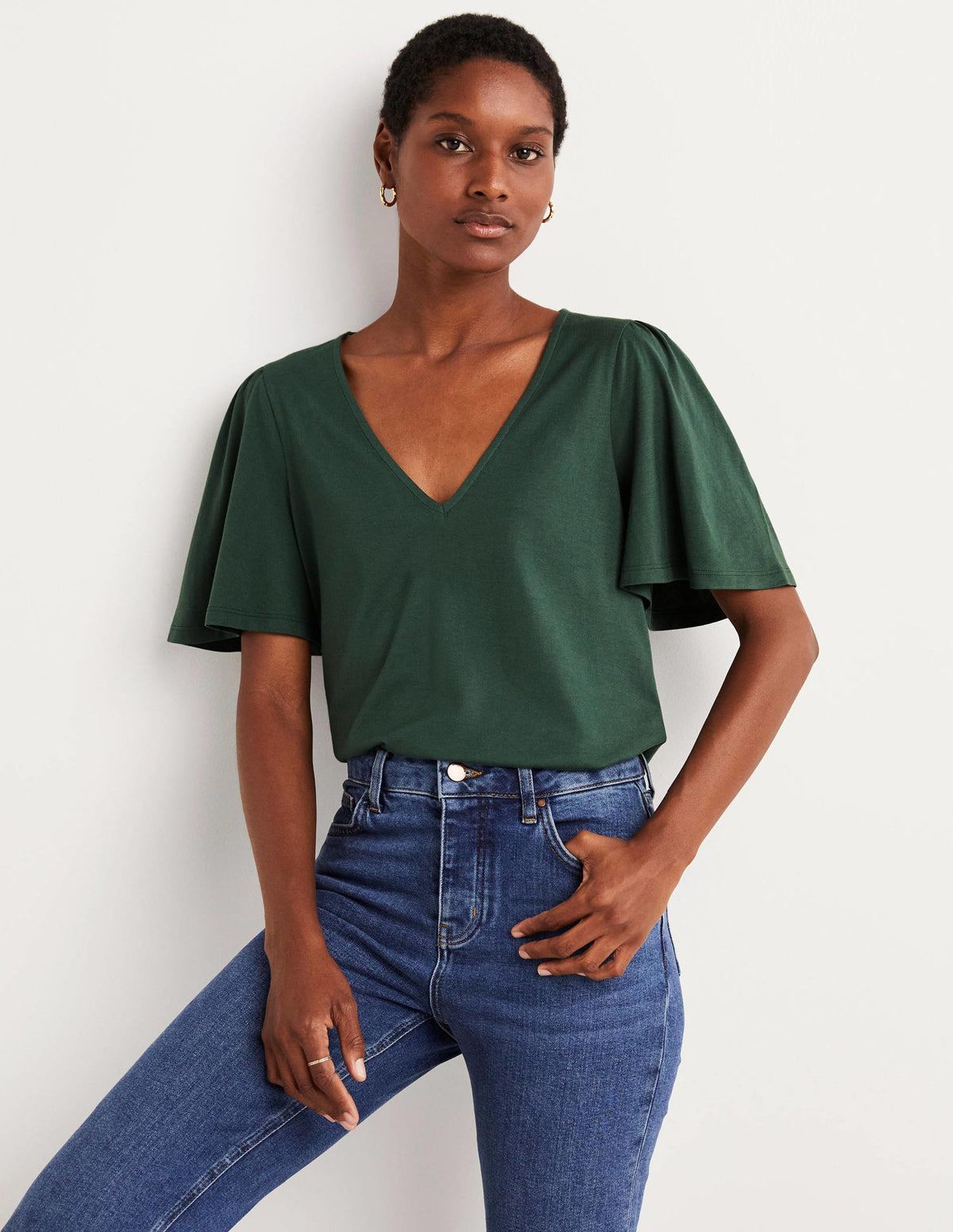 Supersoft Flutter Sleeve Top-Trekking Green-4