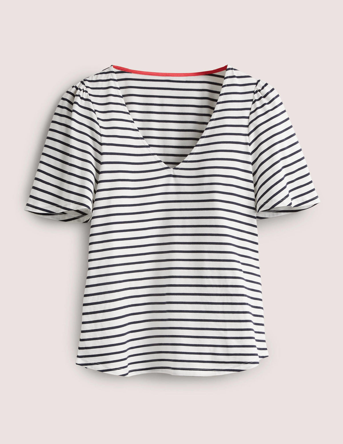 Supersoft Flutter Sleeve Top-Ivory / Navy Stripe-5