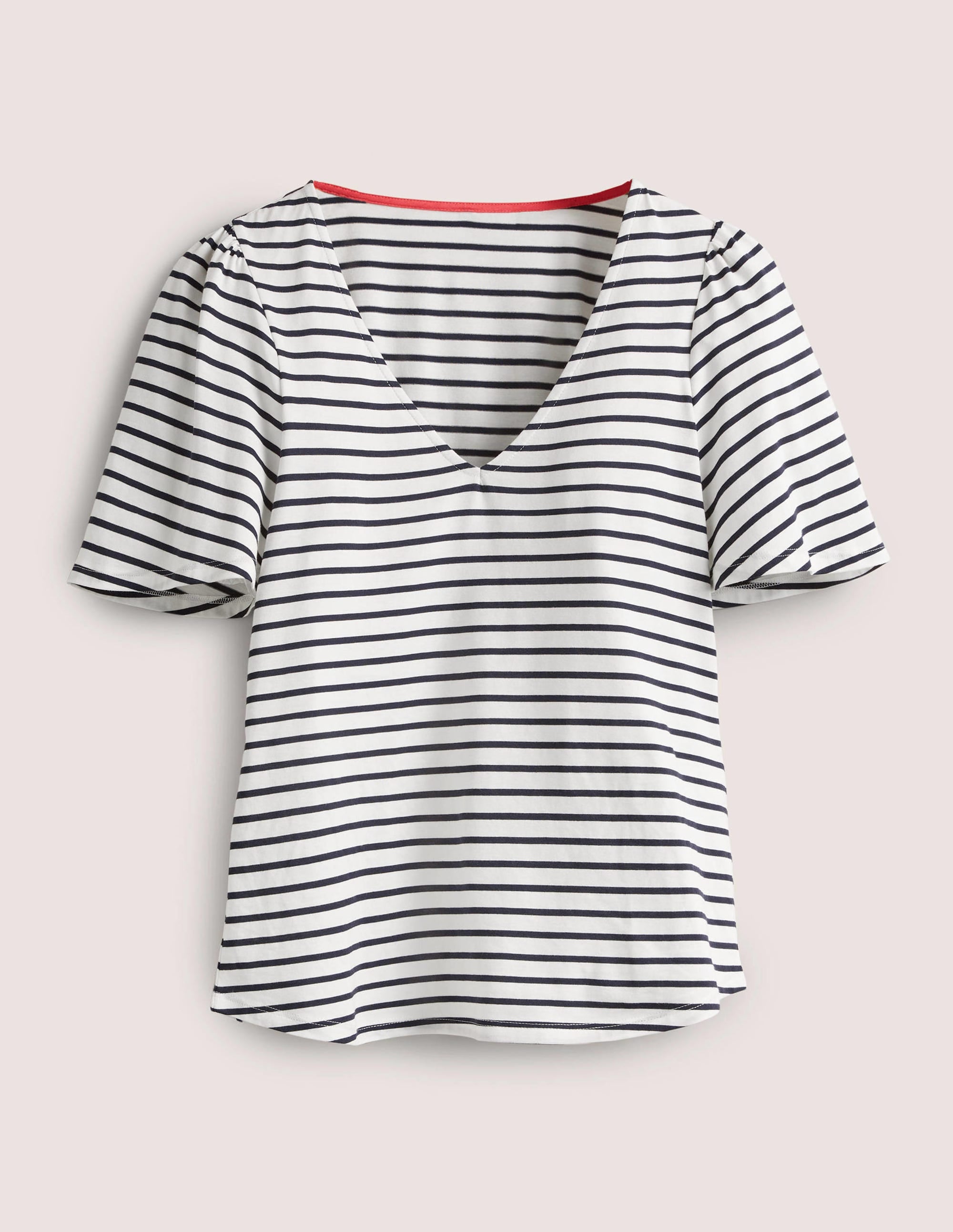 Supersoft Flutter Sleeve Top-Ivory / Navy Stripe - Image 5