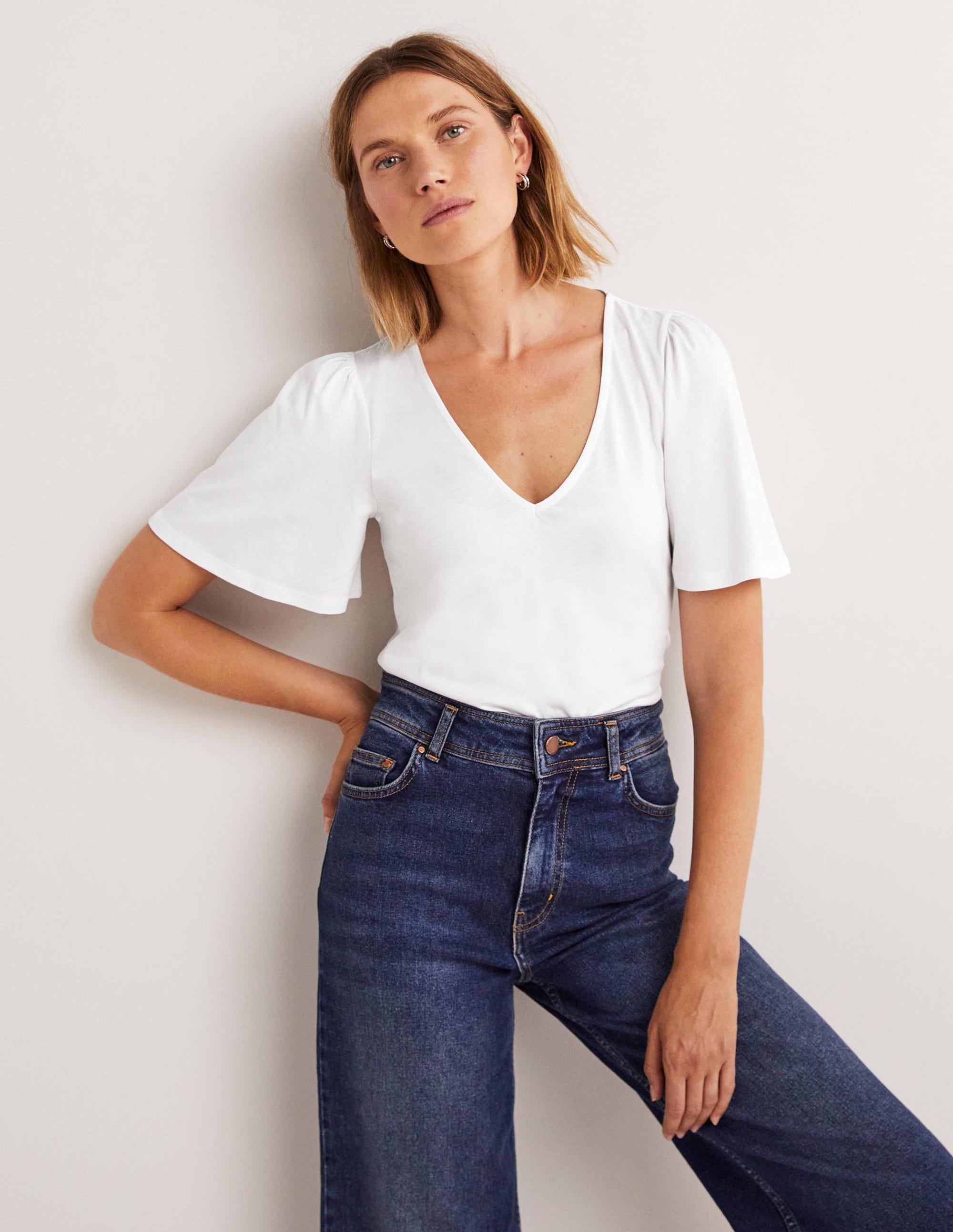Supersoft Flutter Sleeve Top-White - Image 1
