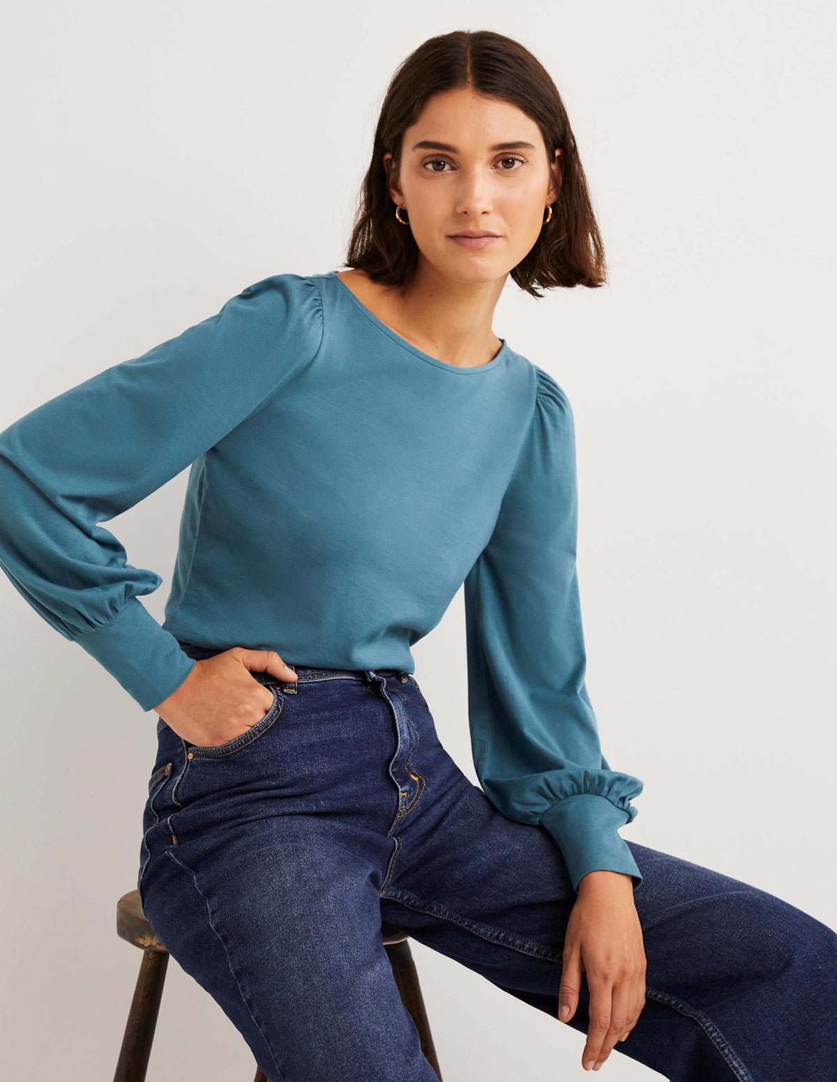 Supersoft Boat Neck Top-Corporal Blue - Image 1