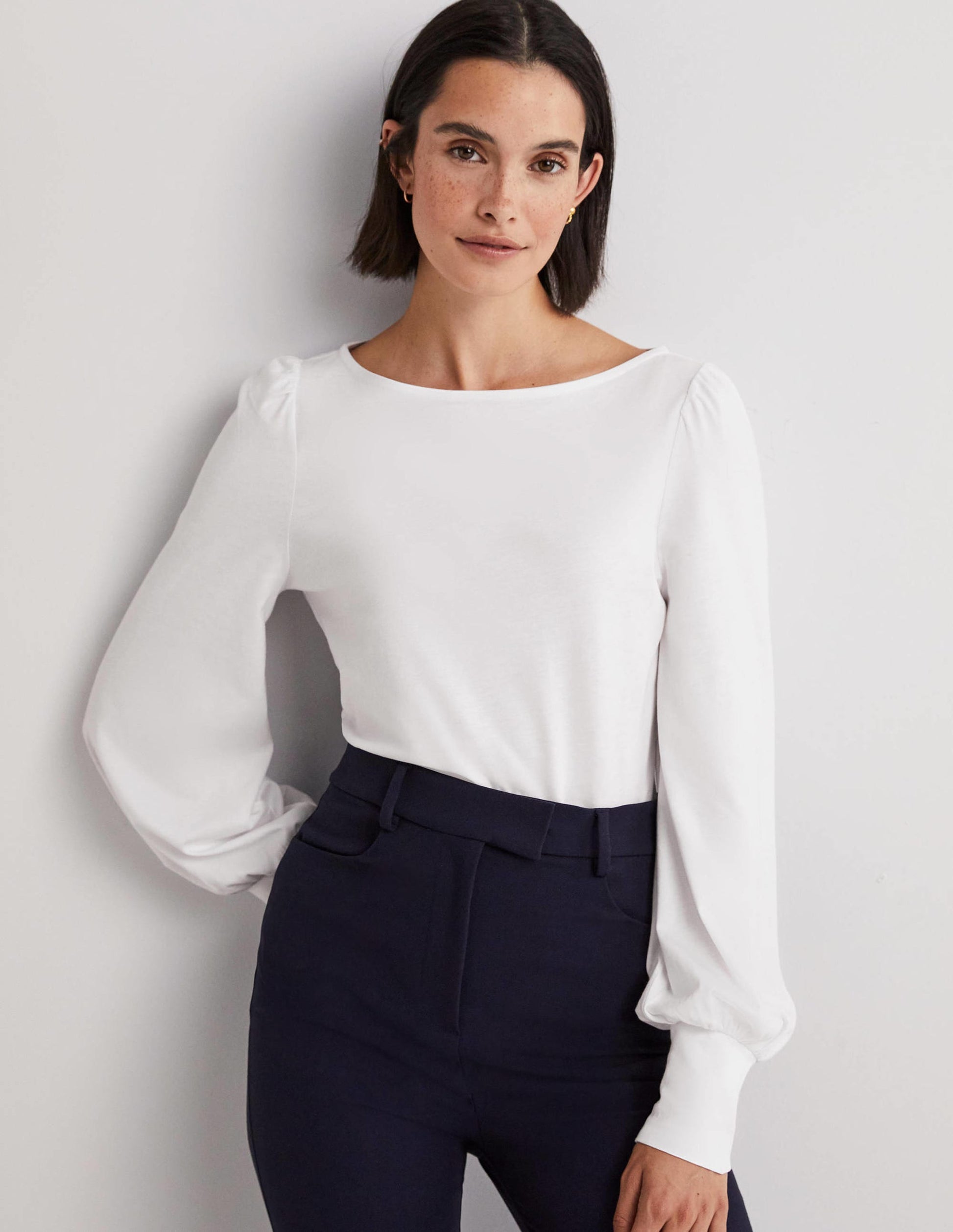 Supersoft Boat Neck Top-White-1