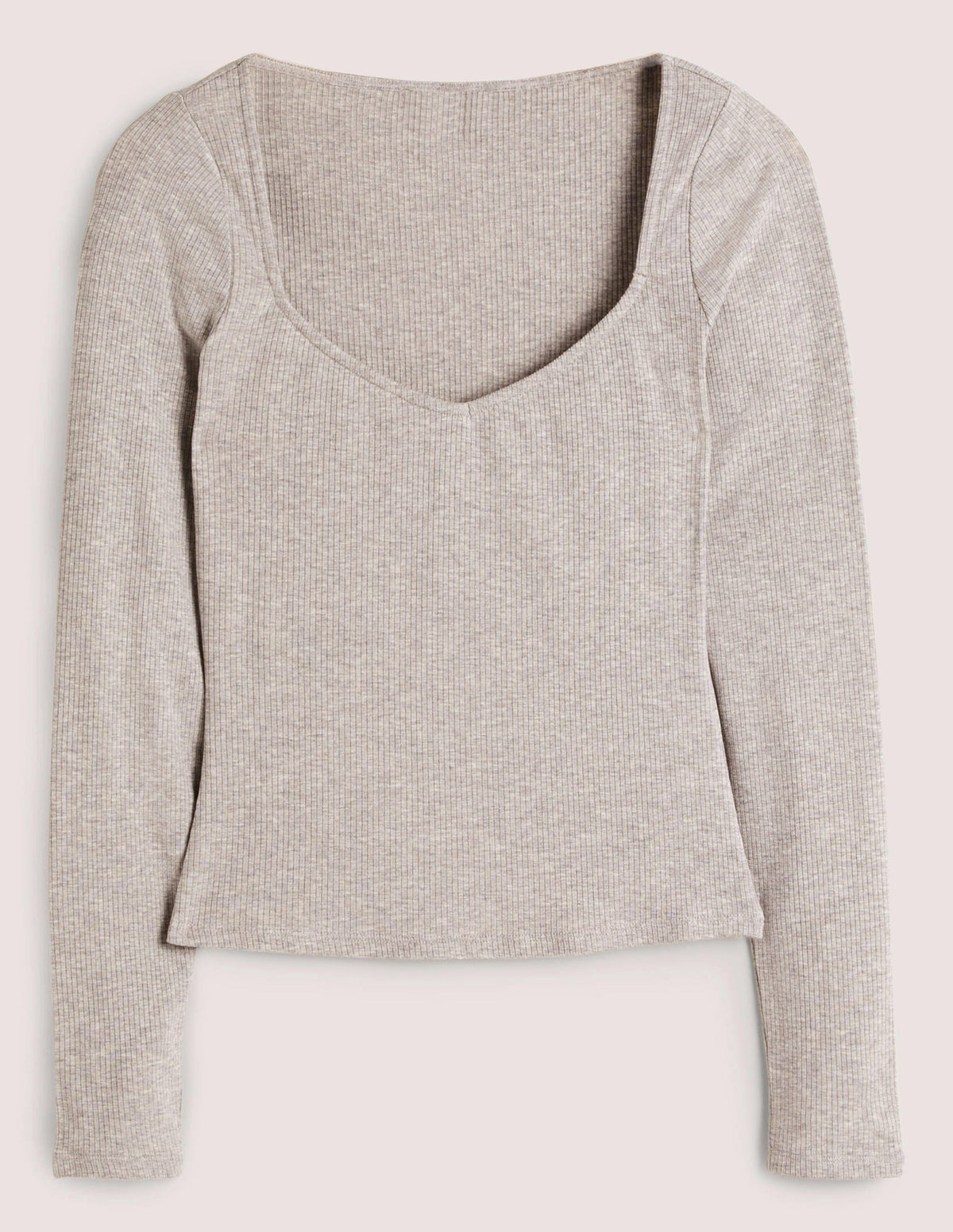 Soft Ribbed Sweetheart Top-Grey Marl - Image 6