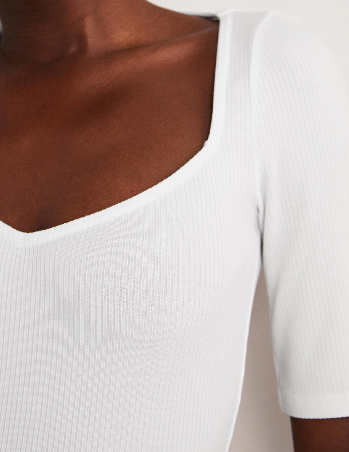Soft Ribbed Sweetheart T-shirt-White-2