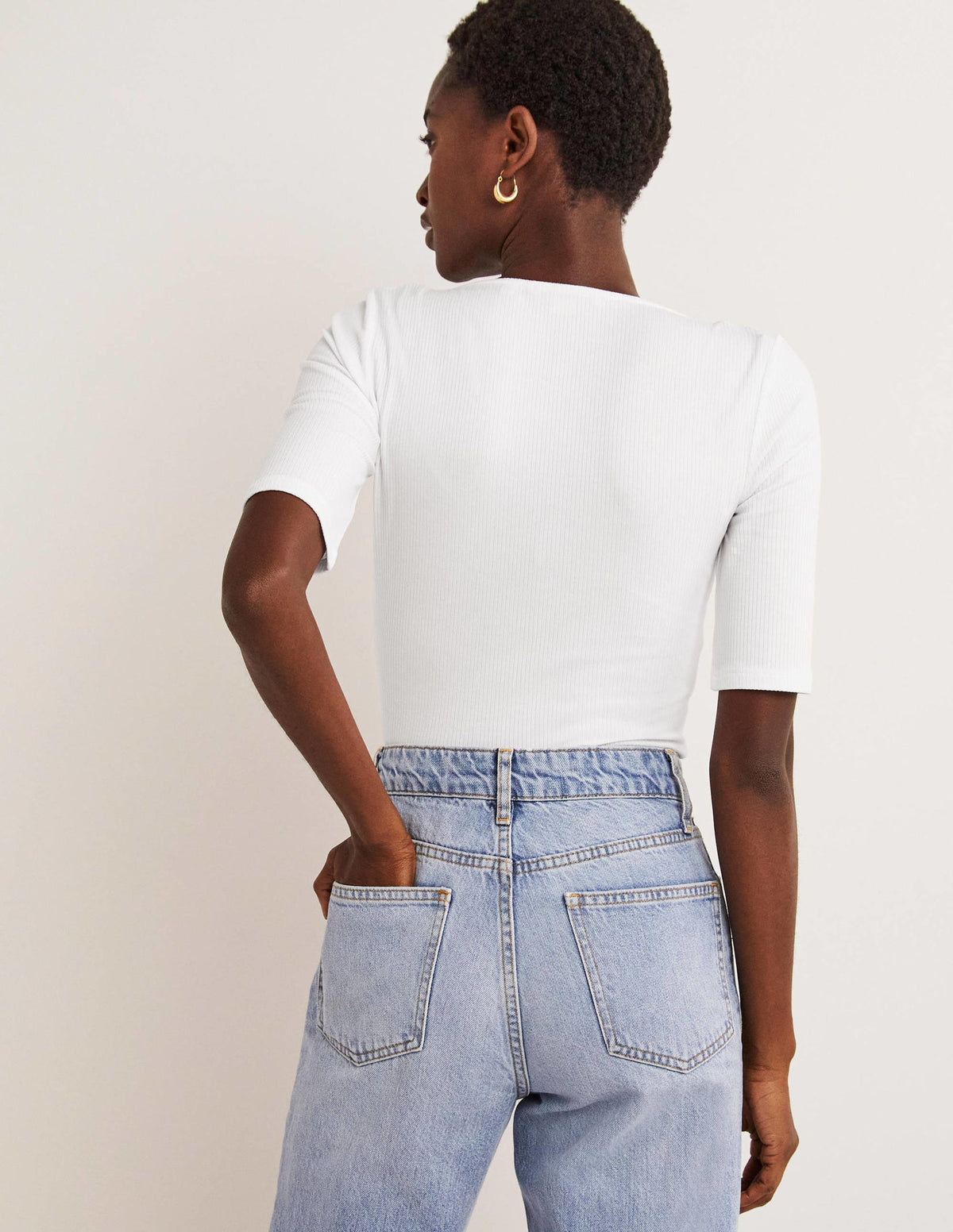 Soft Ribbed Sweetheart T-shirt-White - Image 3