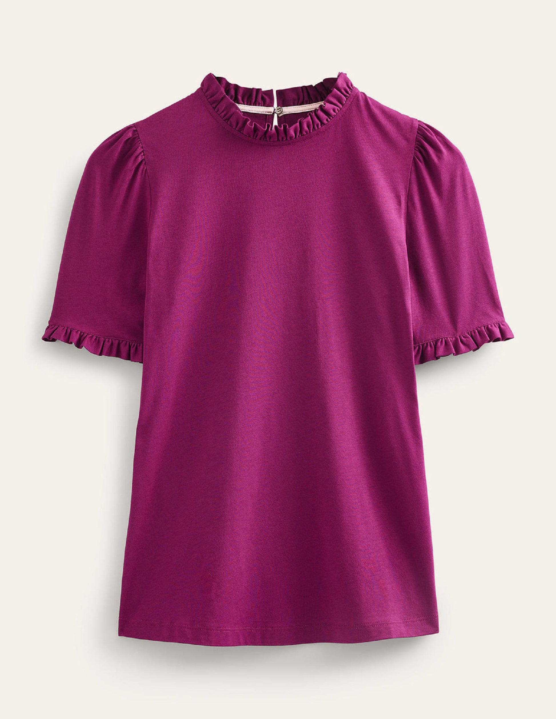 Supersoft Frill Detail T-shirt-Damson Berry-5