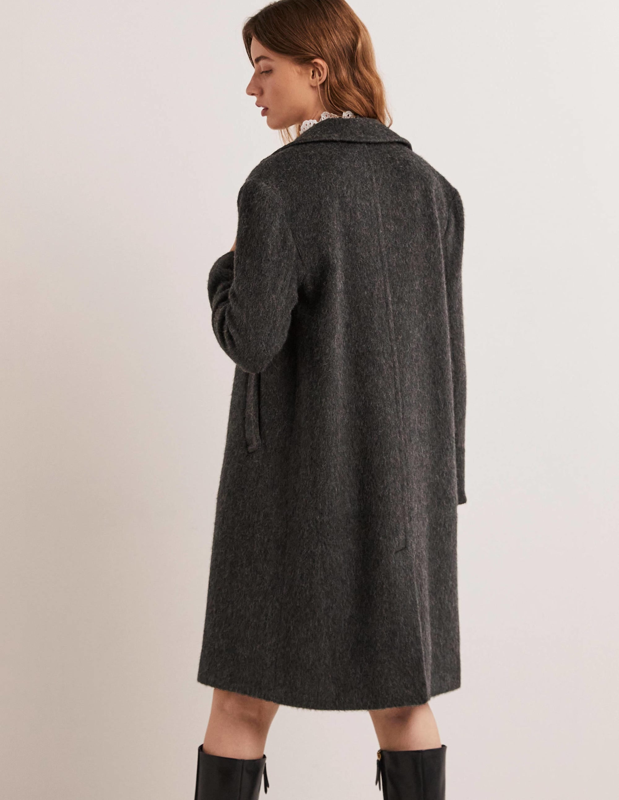 Wool Blend Collared Coat-Charcoal - Image 6