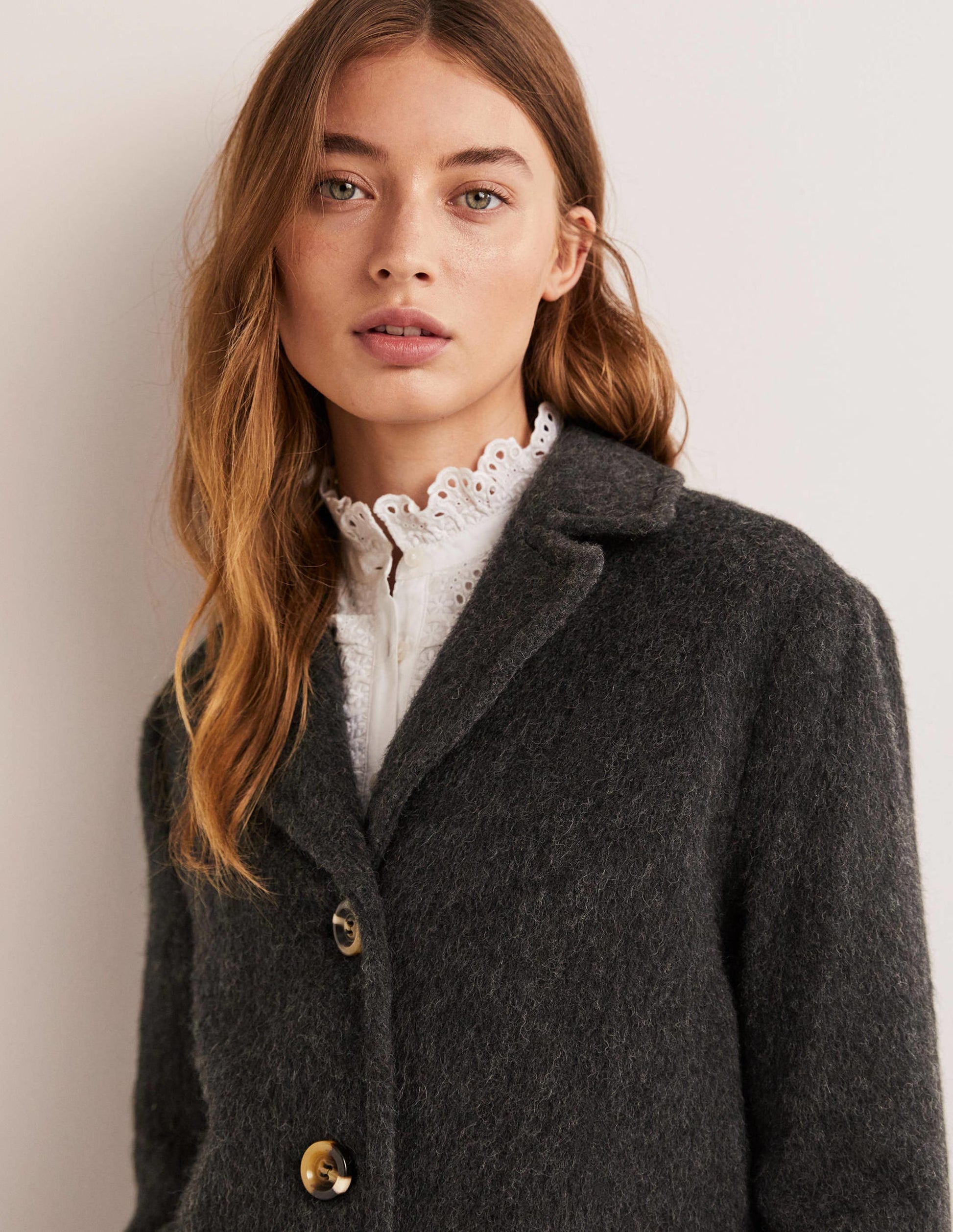 Wool Blend Collared Coat-Charcoal-8