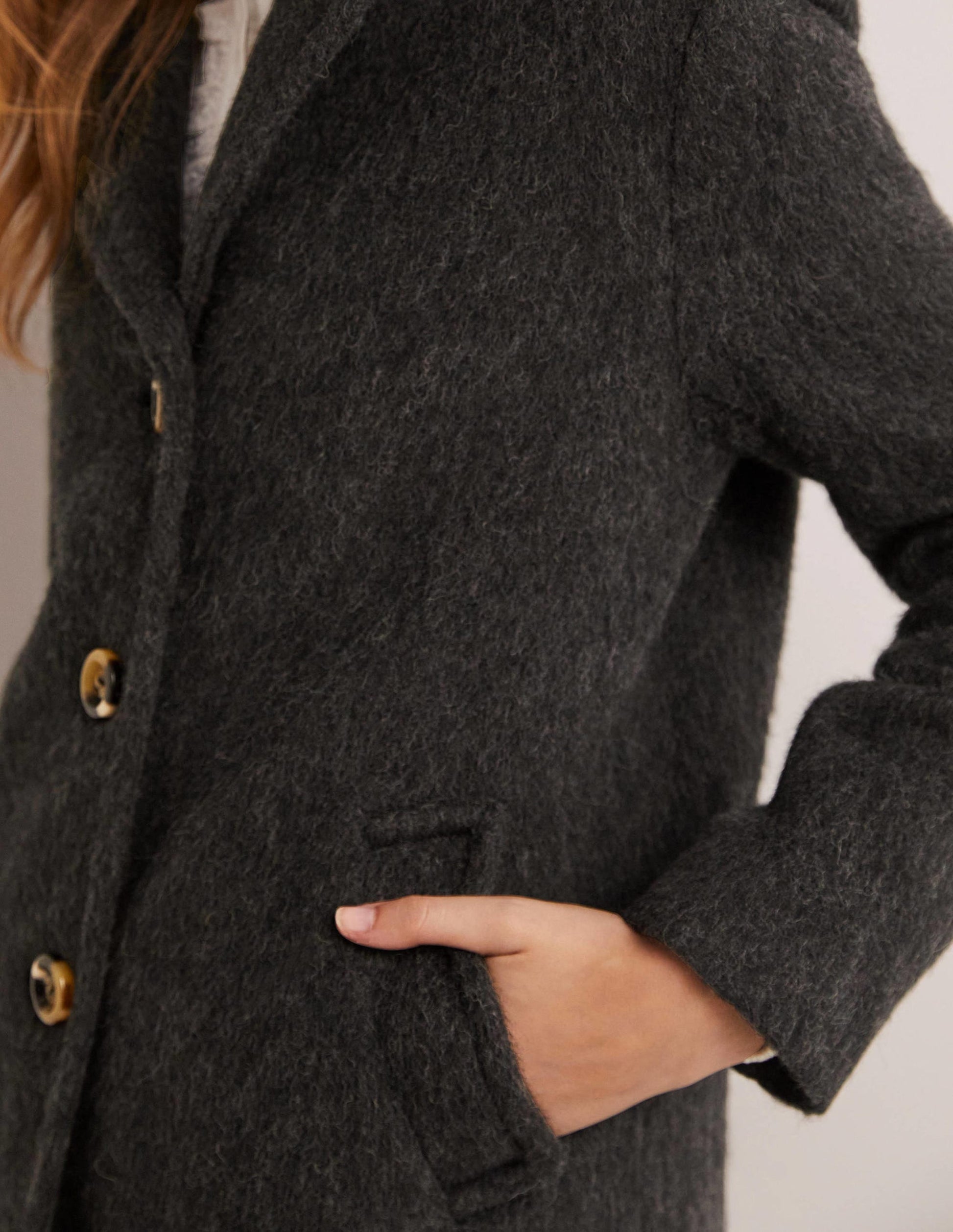 Wool Blend Collared Coat-Charcoal-2