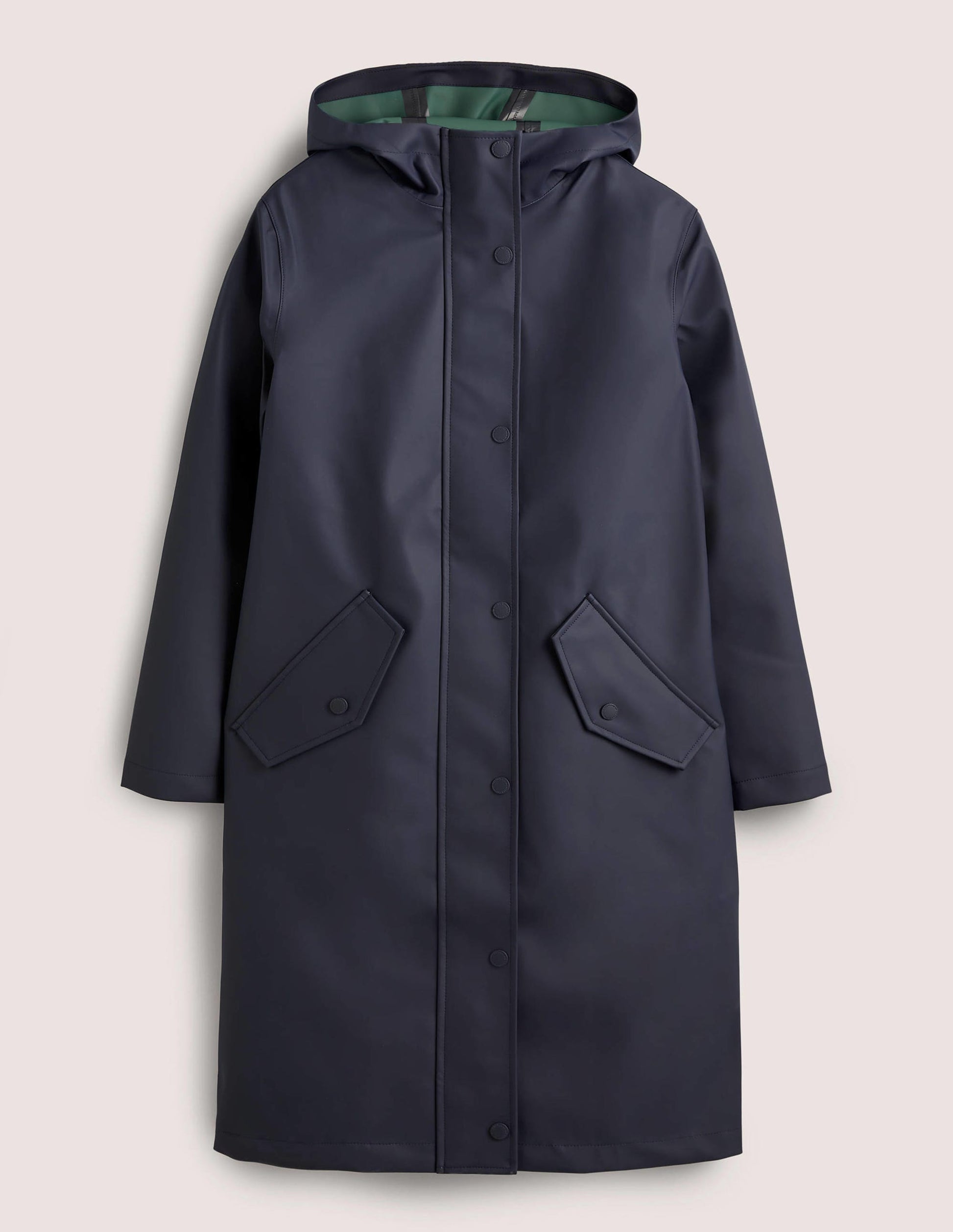 Waterproof Longline Raincoat-Navy-6