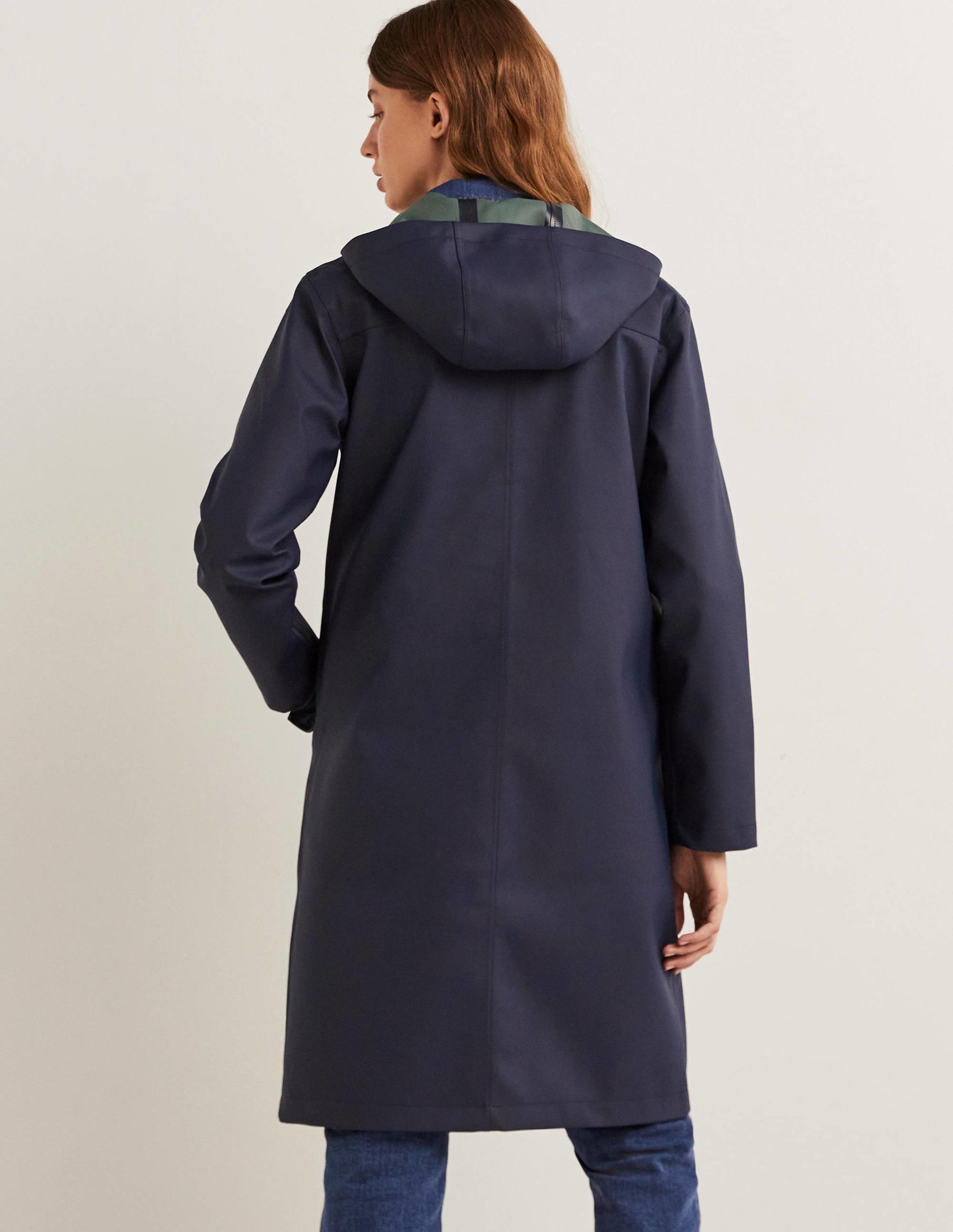 Waterproof Longline Raincoat-Navy - Image 3