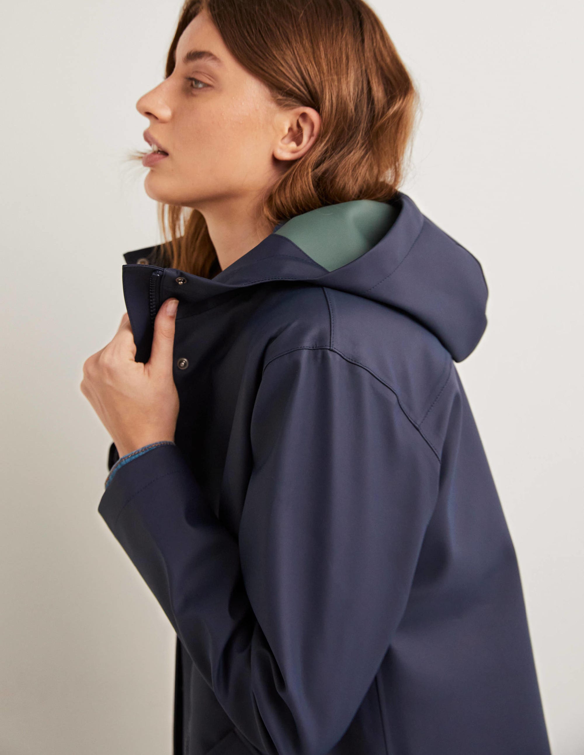 Waterproof Longline Raincoat-Navy - Image 5