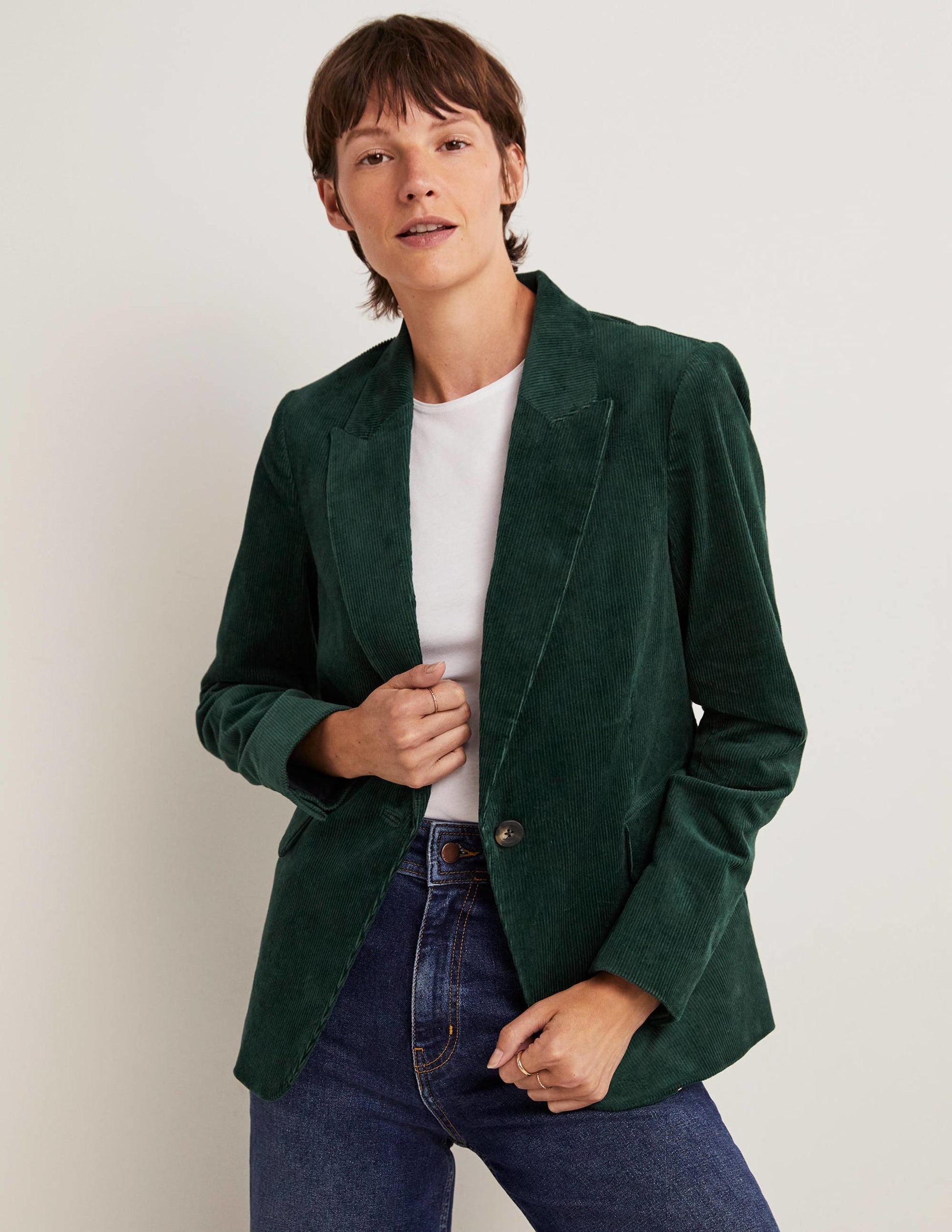 Fitted Corduroy Blazer-Trekking Green-1