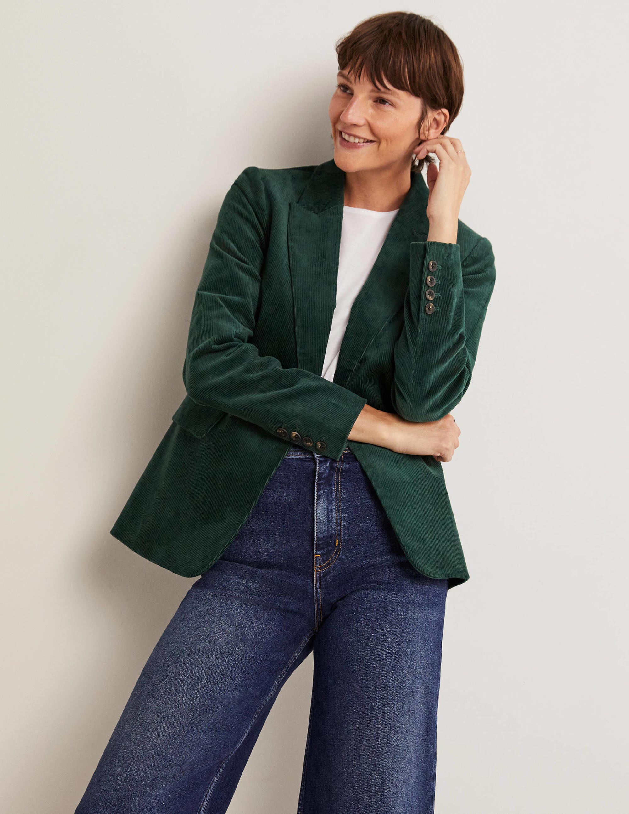 Fitted Corduroy Blazer-Trekking Green - Image 4