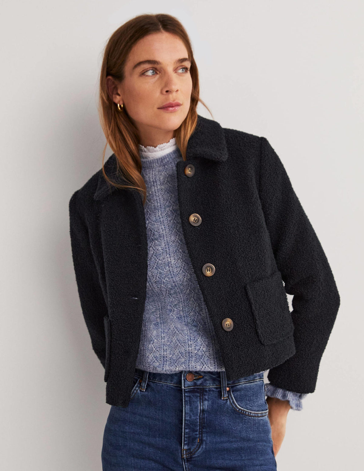 Rye Cropped Jacket-Navy - Image 1