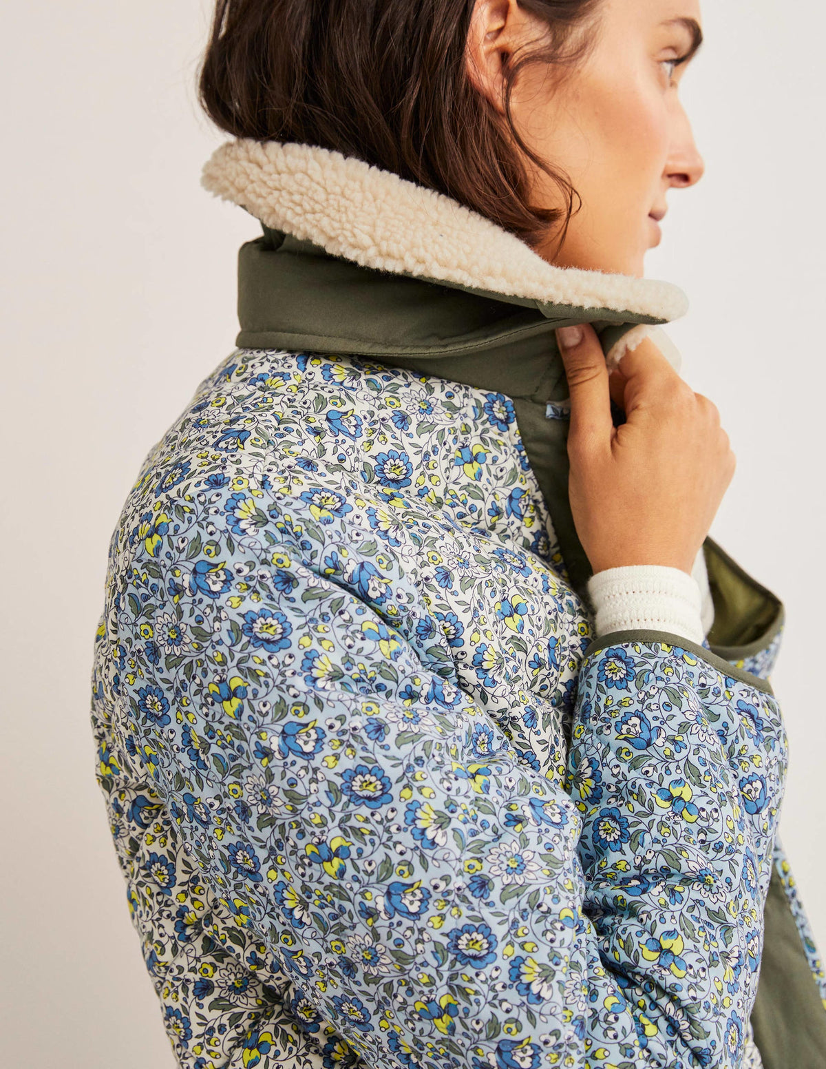 Quilted Cotton Jacket-Ivory,  Botanic Meadow-2