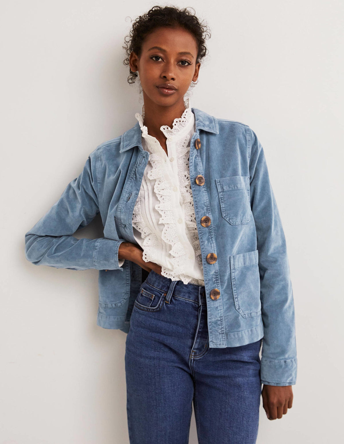 Velvet Chore Jacket-Corporal Blue Velvet - Image 1