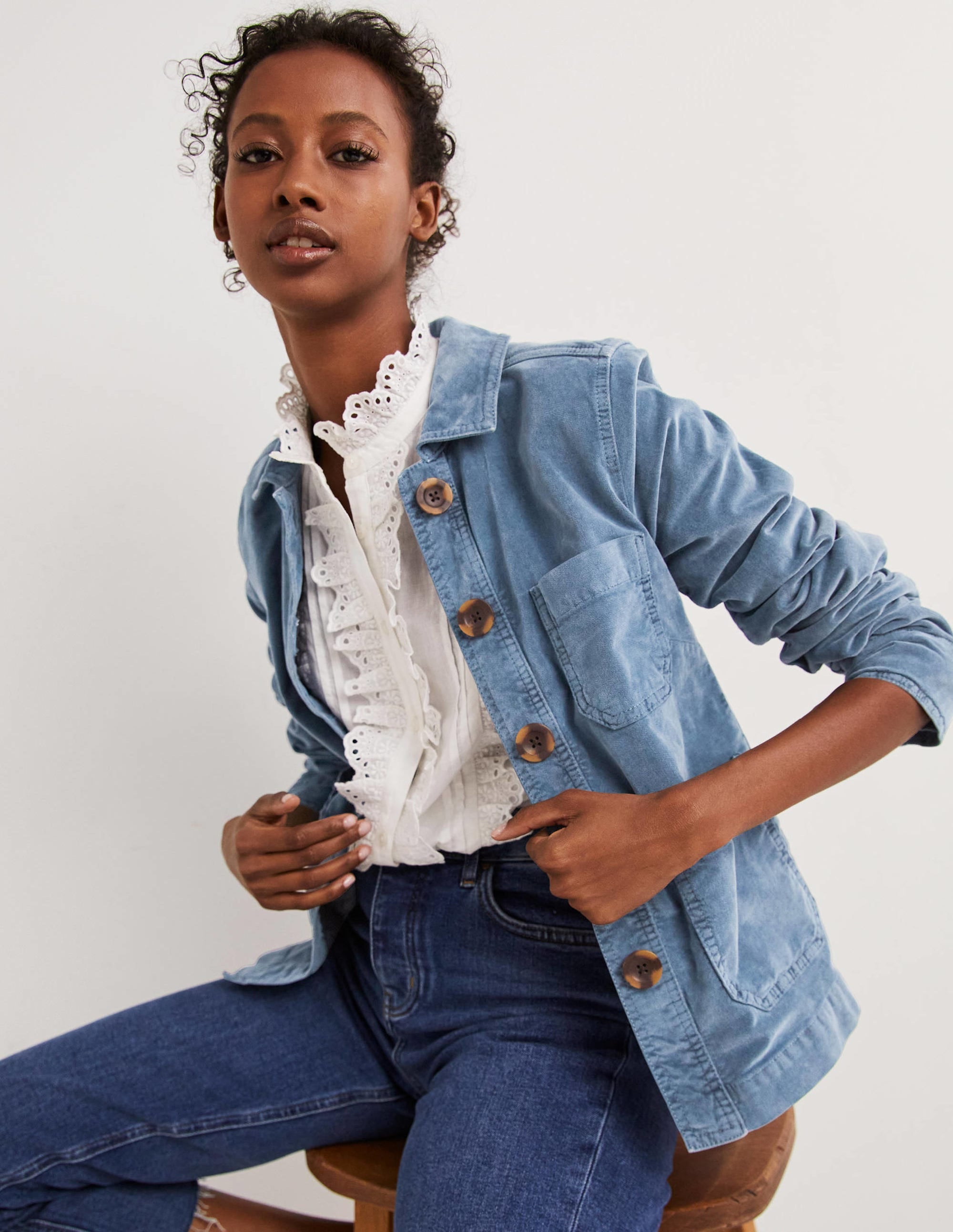 Velvet Chore Jacket-Corporal Blue Velvet - Image 4