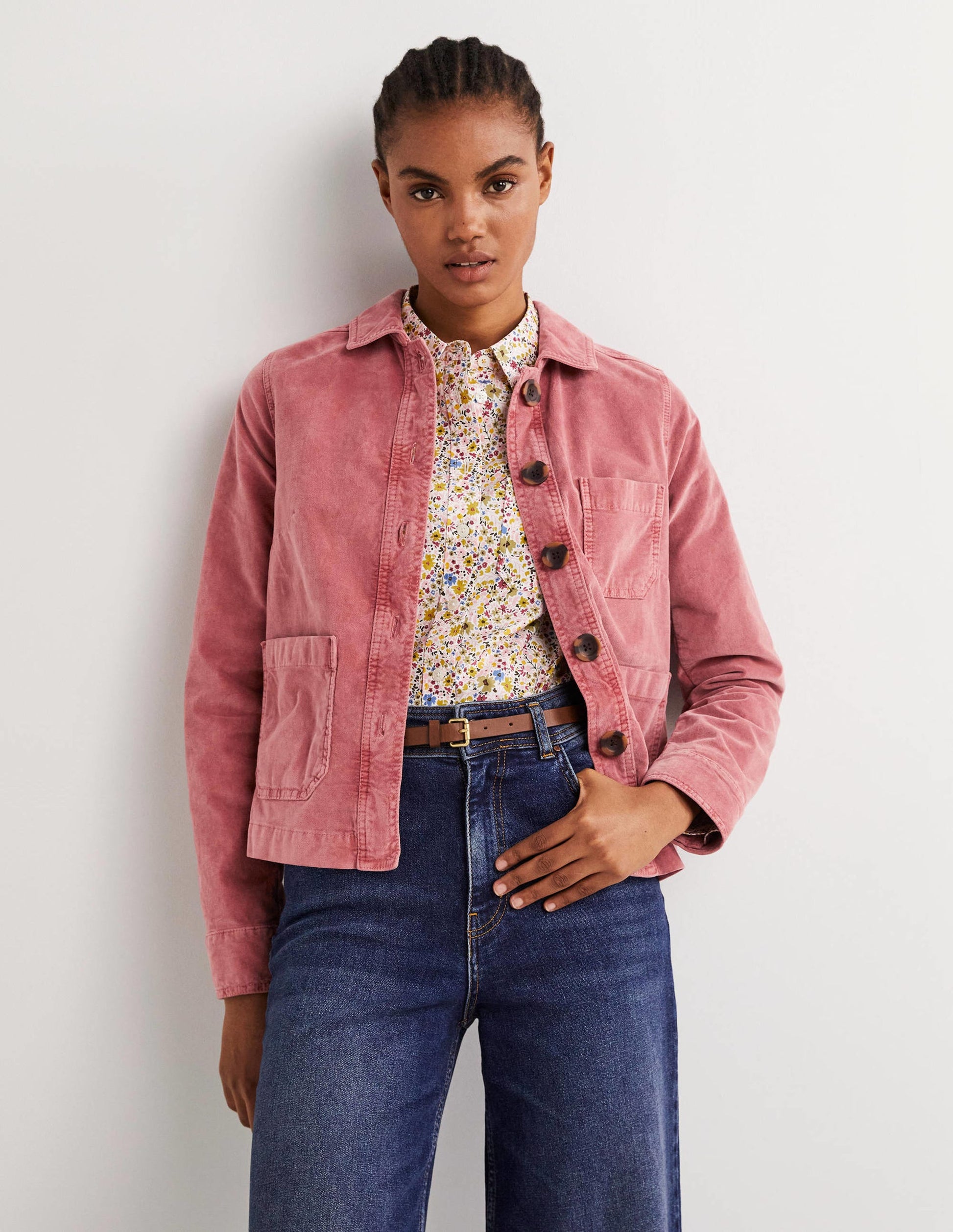 Velvet Chore Jacket-Dusty Red Velvet-1