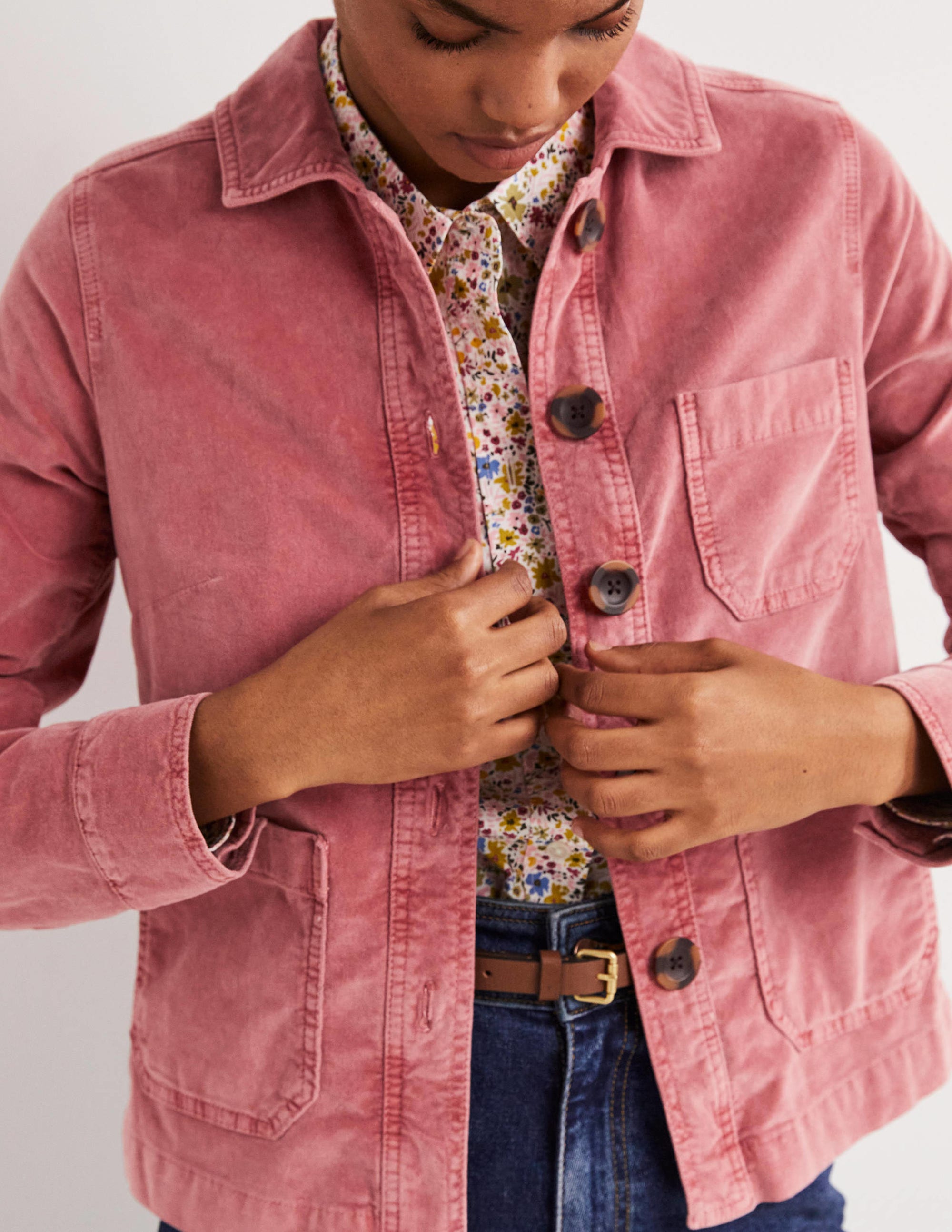 Velvet Chore Jacket-Dusty Red Velvet - Image 5