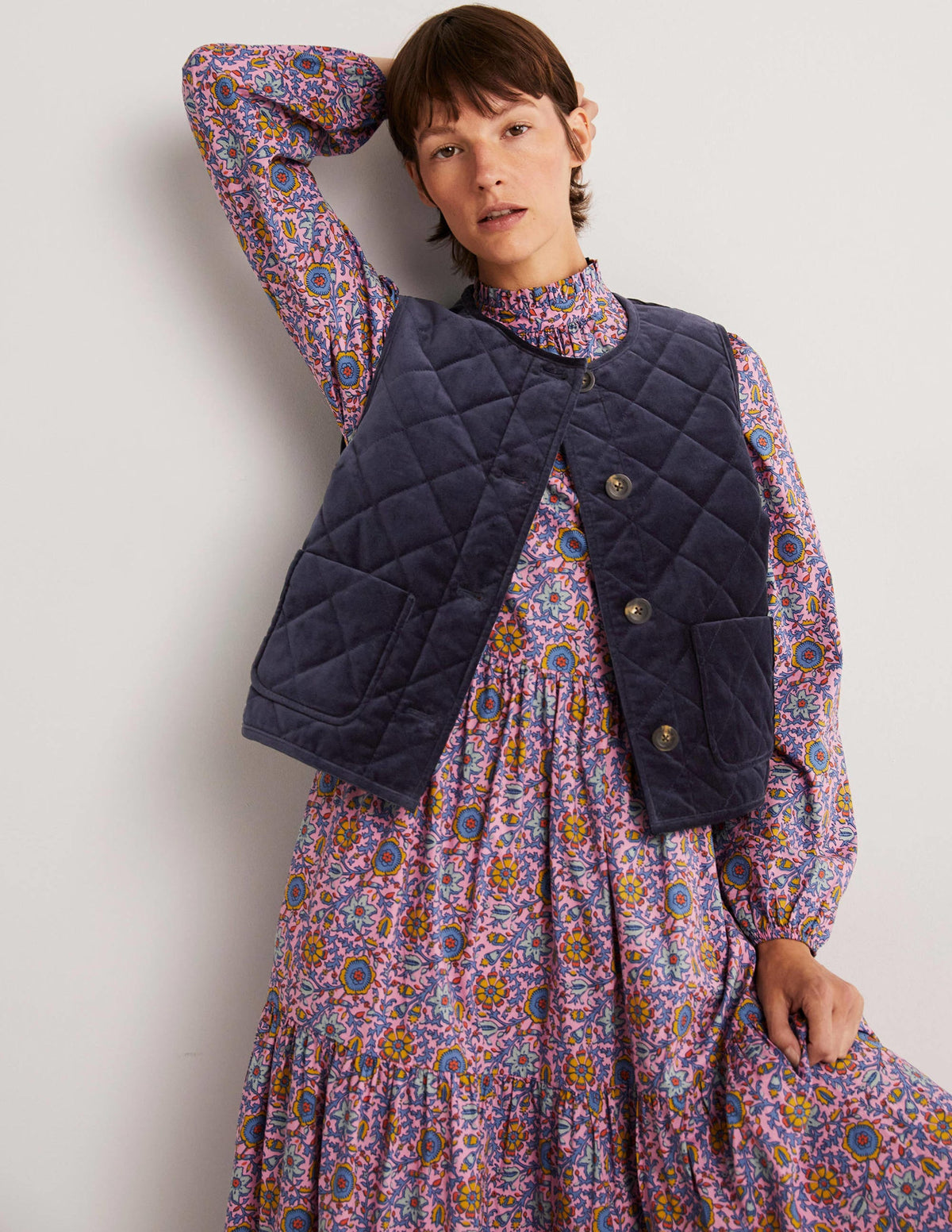Quilted Vest-Navy - Image 1