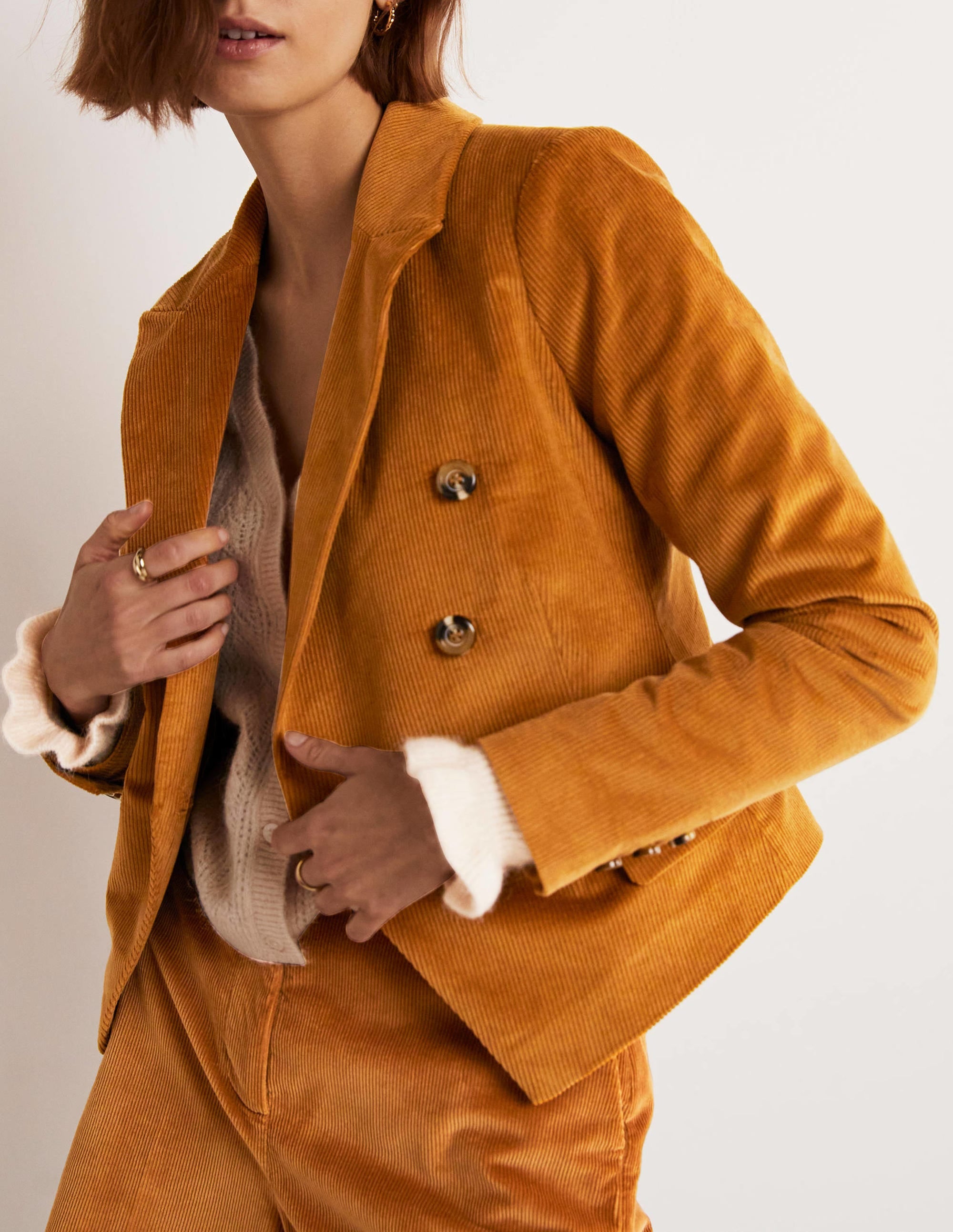 Double Breasted Cord Blazer-Gingerbread - Image 7