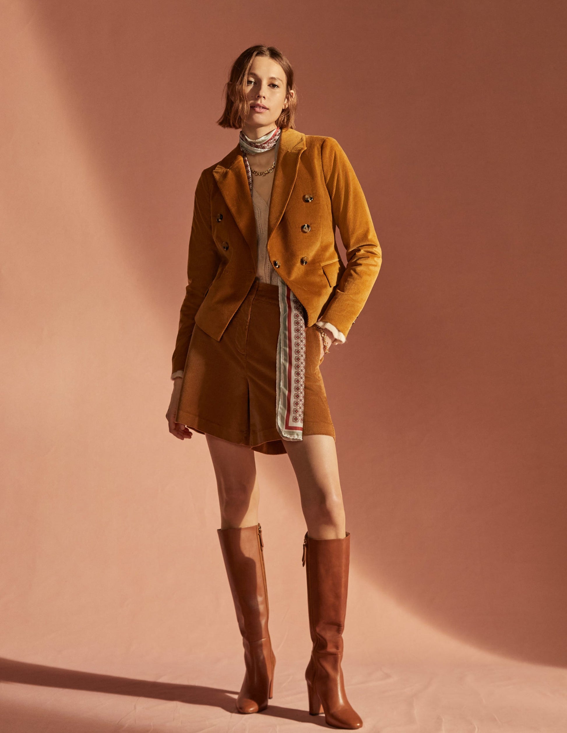 Double Breasted Cord Blazer-Gingerbread-10