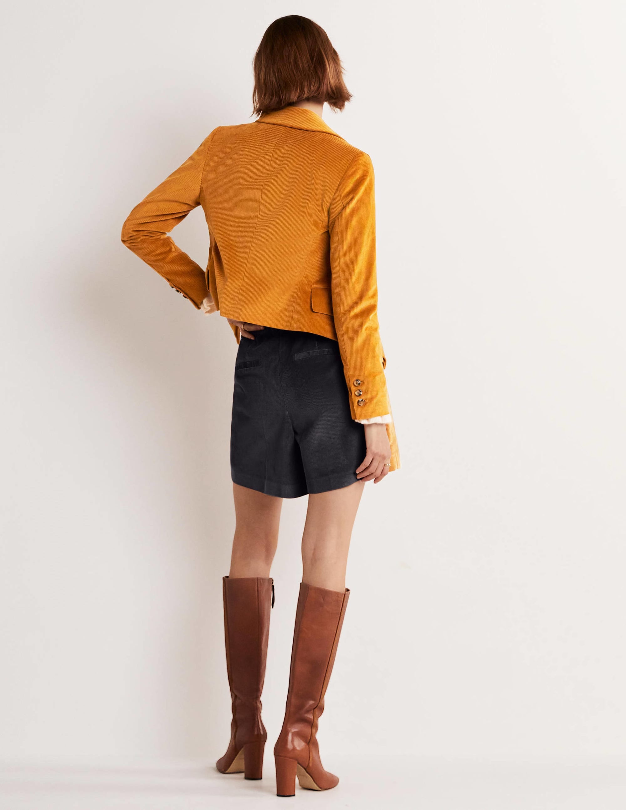 Double Breasted Cord Blazer-Gingerbread - Image 3