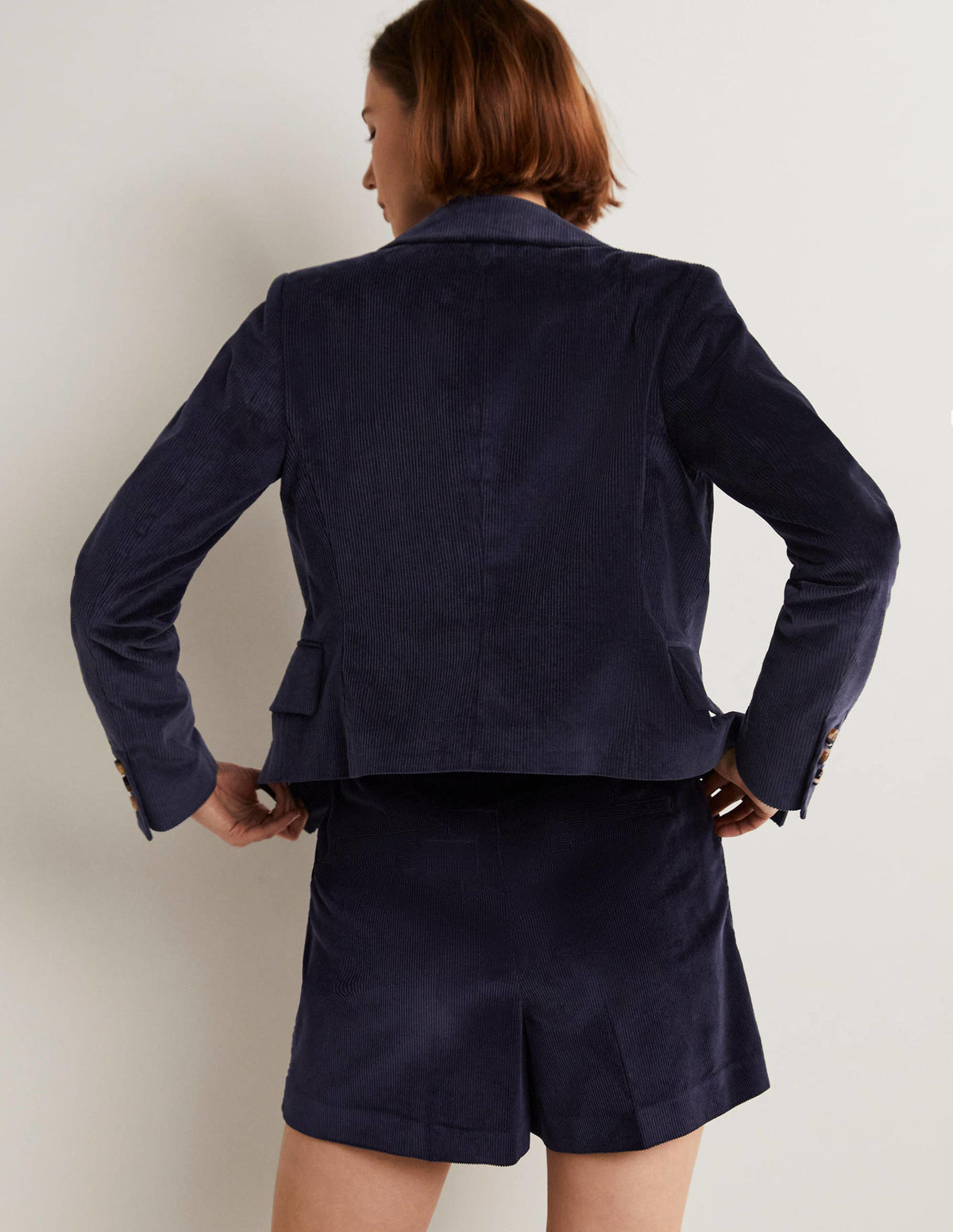 Double Breasted Cord Blazer-Navy-8