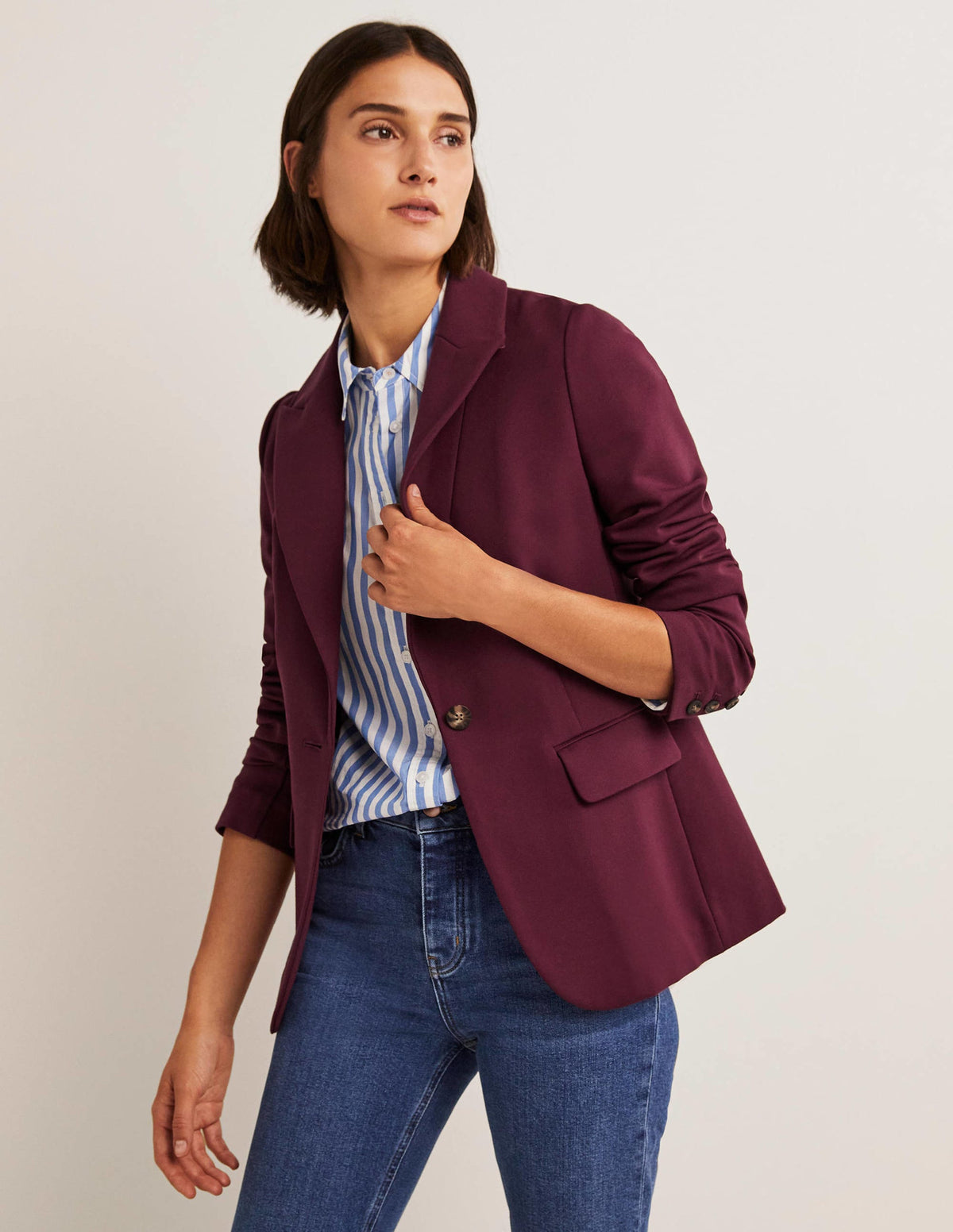 Unlined Jersey Blazer-Mulled Wine-1