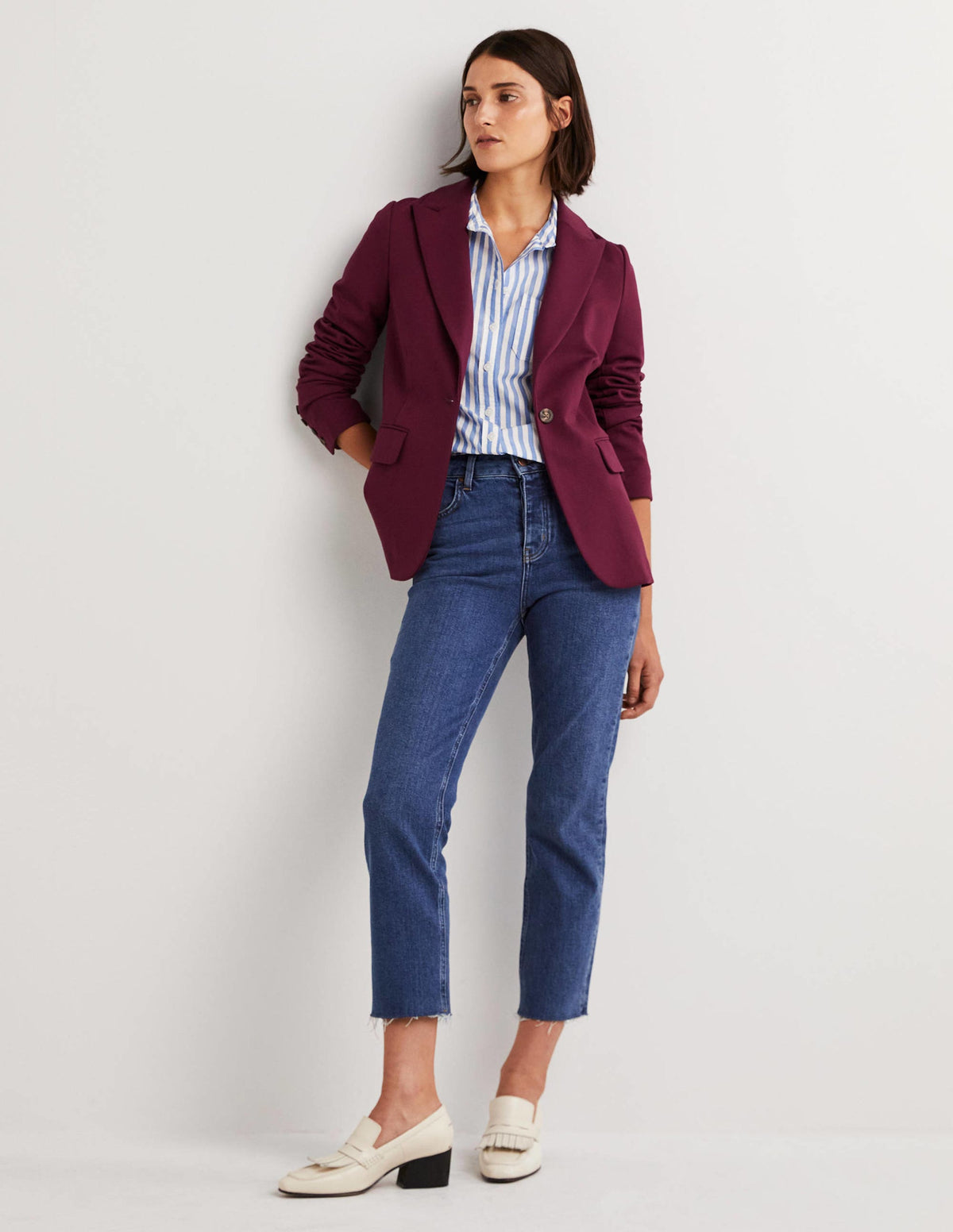Unlined Jersey Blazer-Mulled Wine-4
