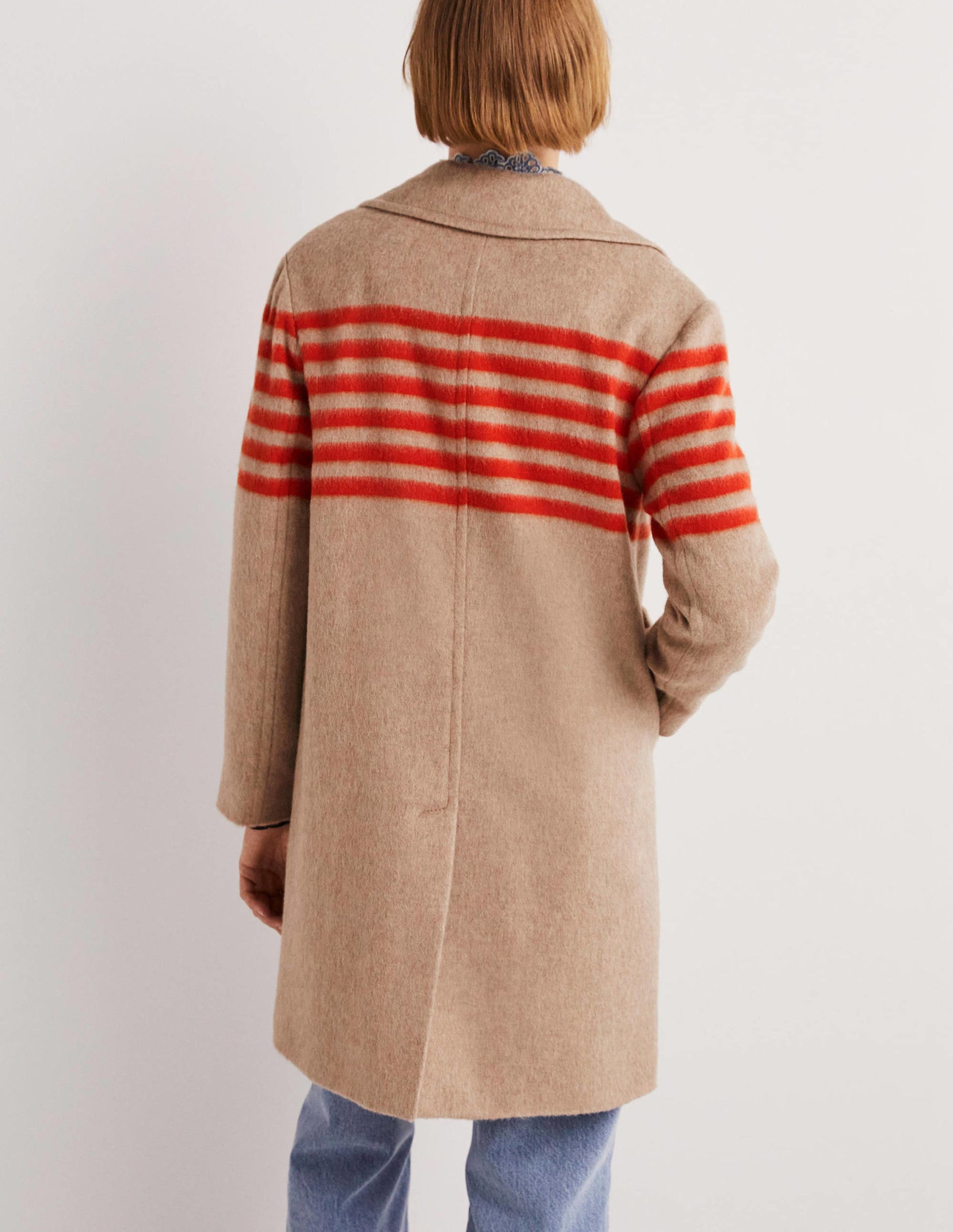 Wool Blend Striped Coat-Camel, Bright Papaya Stripe-3