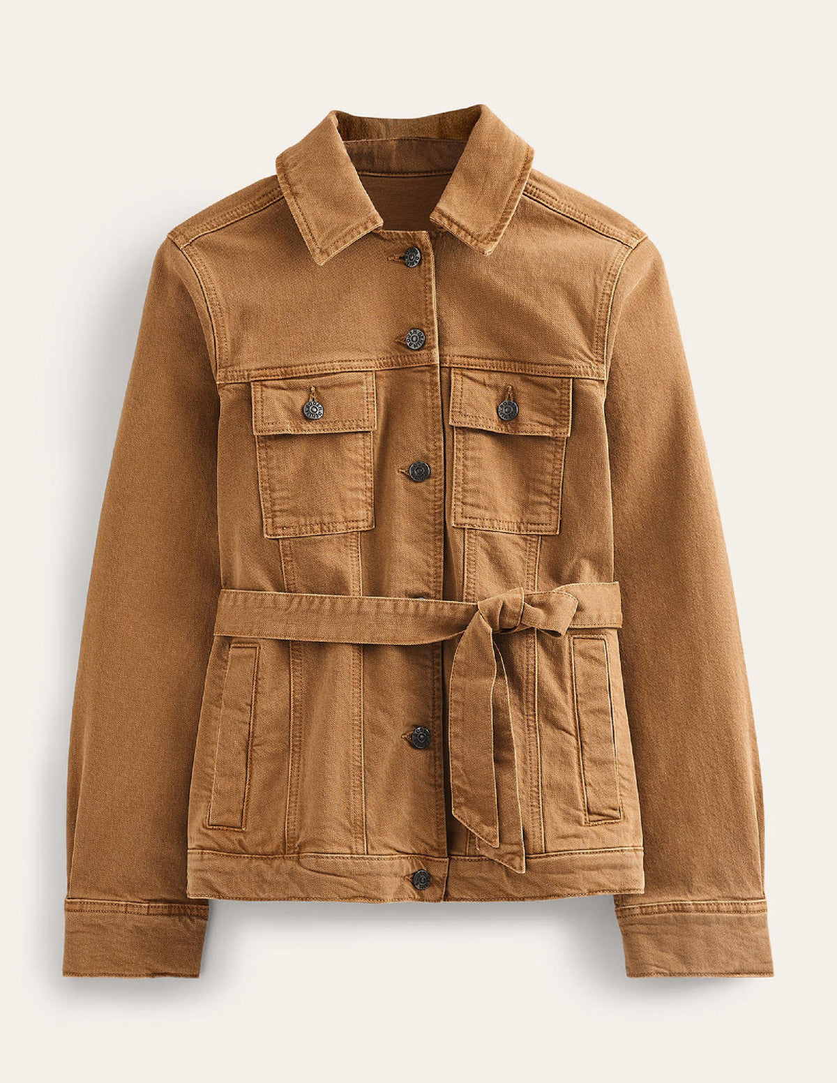 Belted Denim Jacket-Raw Umber - Image 7