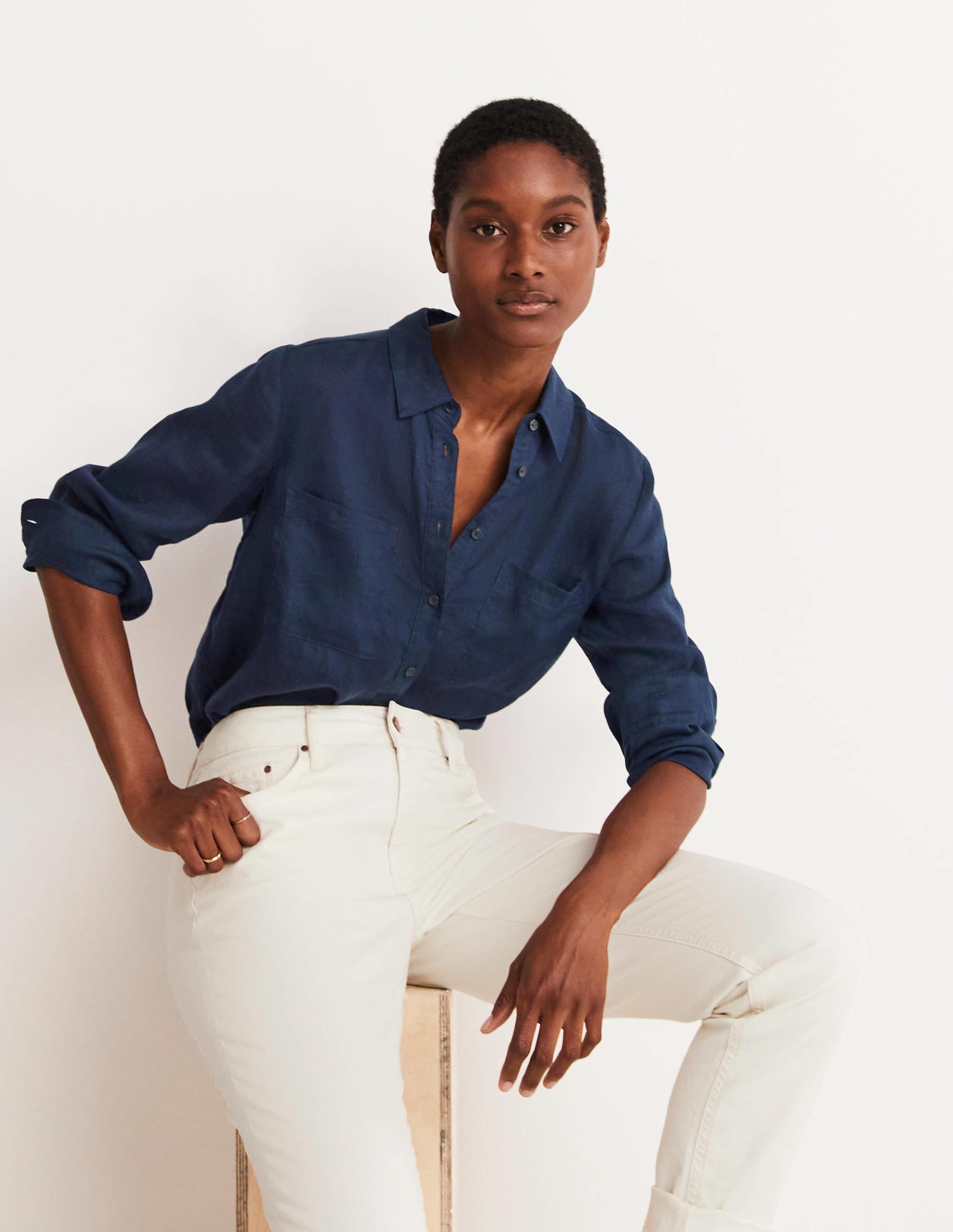Linen Shirt-Navy - Image 10